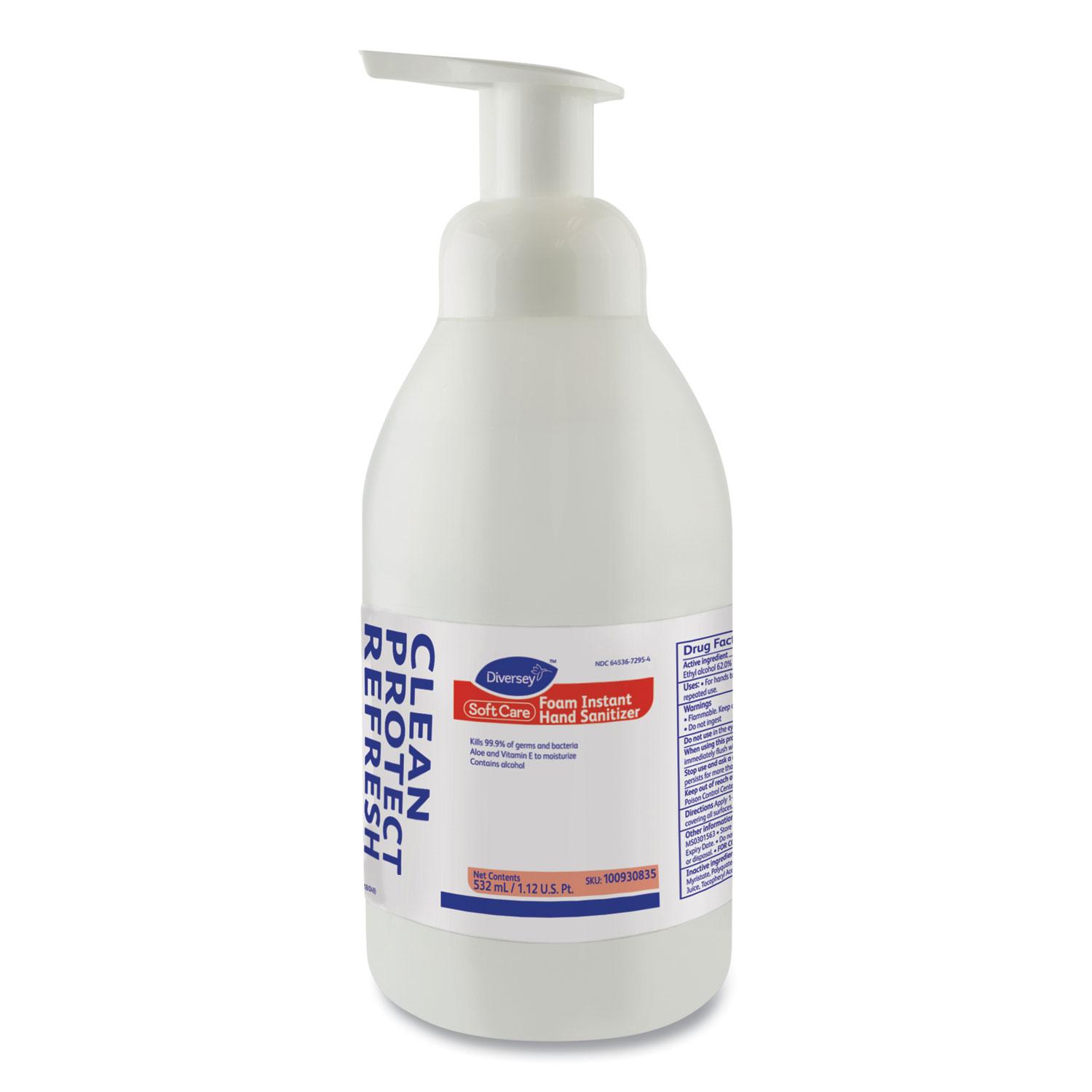 Diversey™ Soft Care Foam Instant Hand Sanitizer, 532mL Pump Bottle, Clear,Alcohol,6/Carton