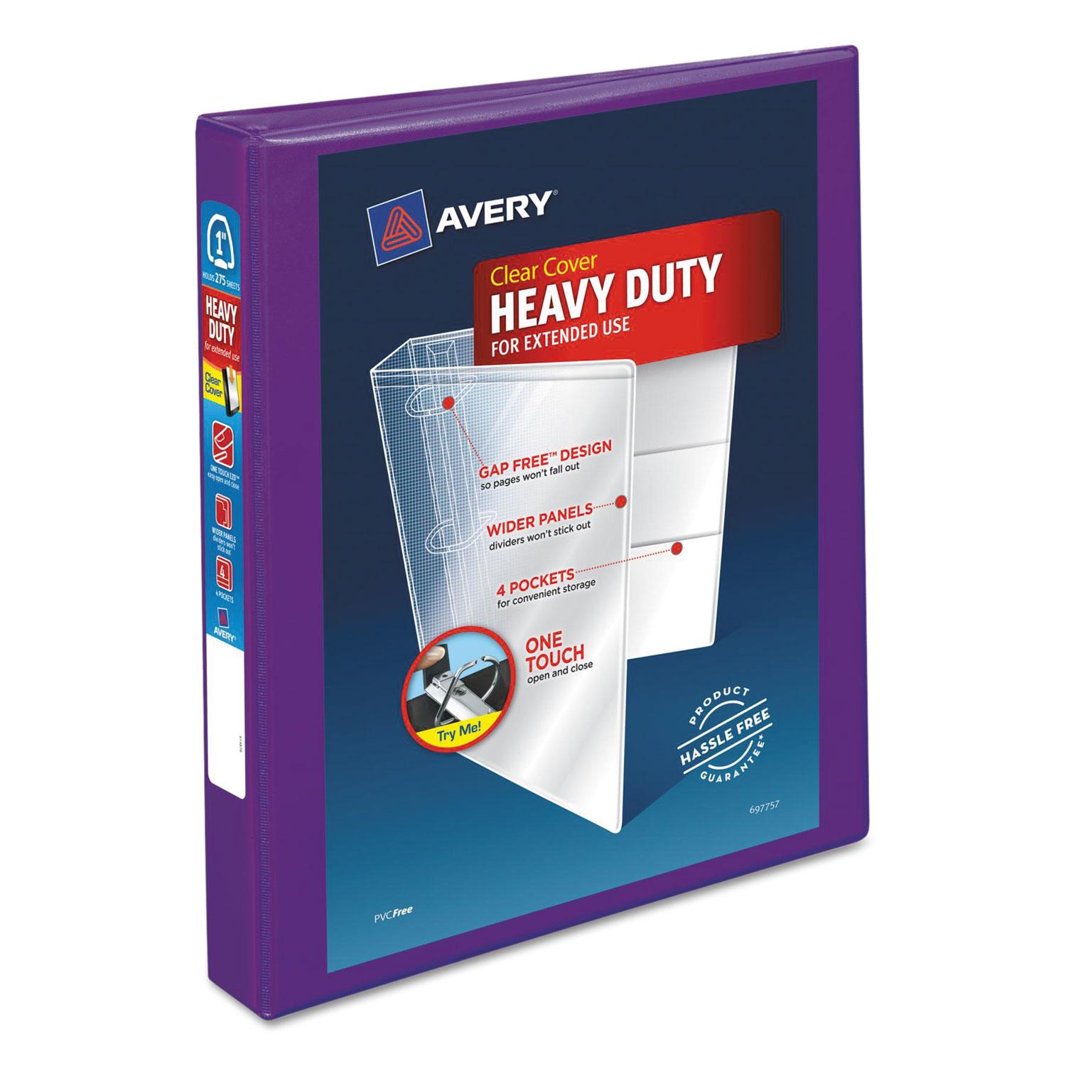 Avery® Heavy-Duty View Binder w/Locking EZD Rings, 1" Cap, Purple