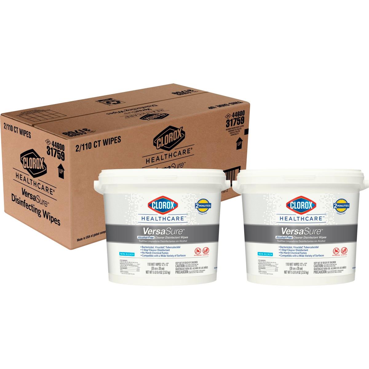 Clorox Healthcare VersaSure Cleaner Disinfectant Wipes, 110 Count Bucket, Pack of 2 (31759)