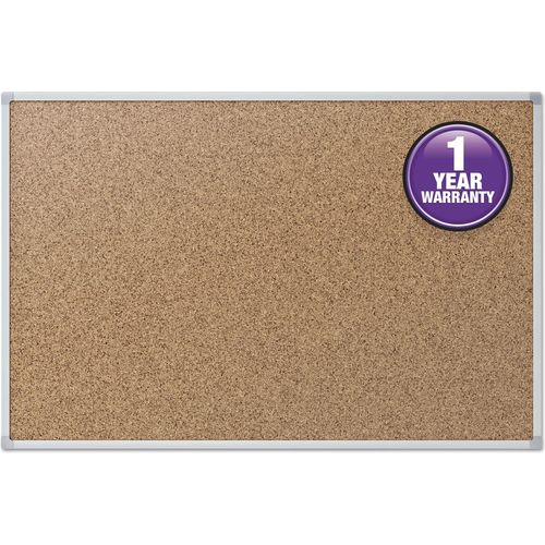 Mead® Cork Bulletin Board, 36 x 24, Silver Aluminum Frame