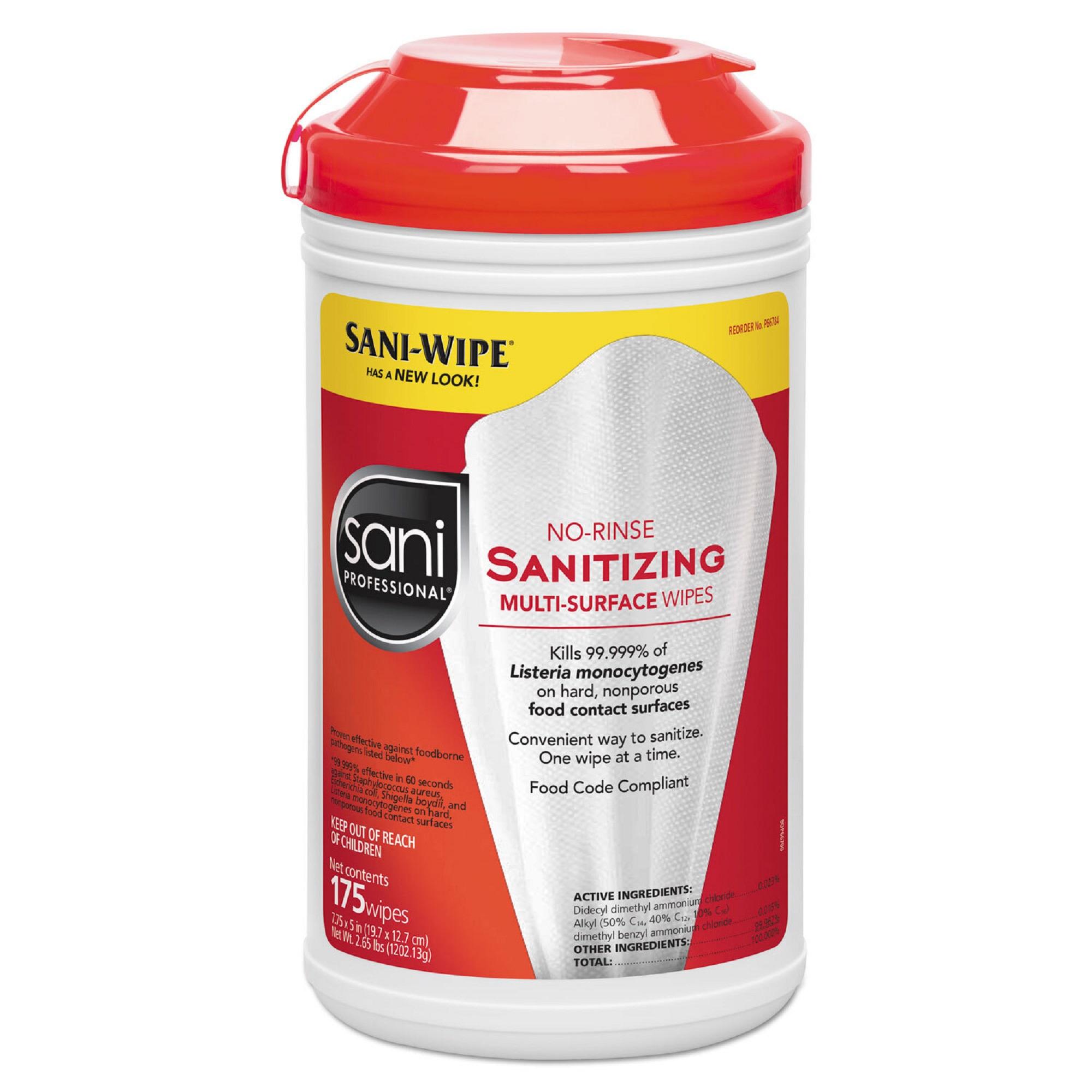 Sani-wipe Non-rinse Food Contact Hard Surface Sanitizing Wipe, 7.75In X 5In, 175/Canister, Single-us
