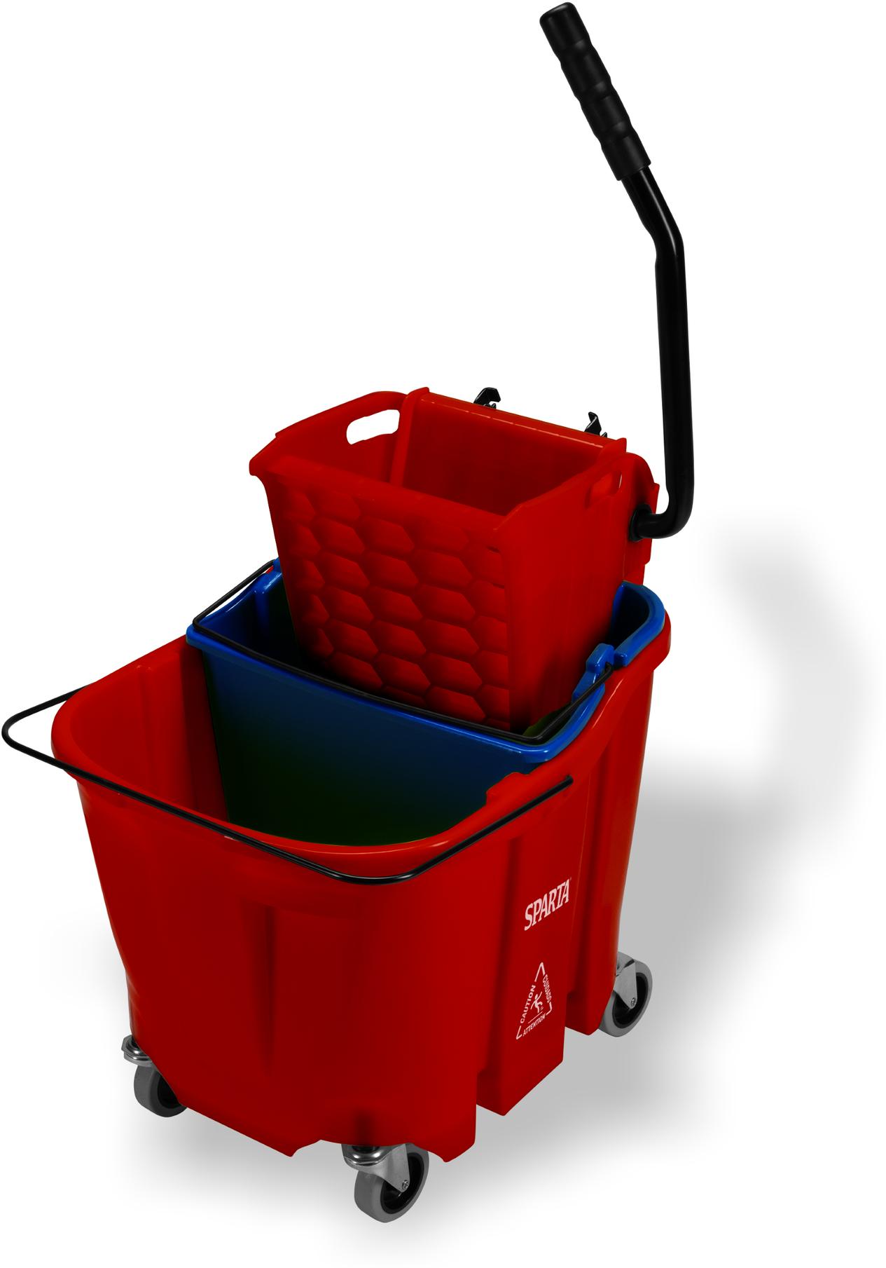 35qt Mop Bucket Combo - Side Press Wringer & Soiled Water Insert 35qt - Red