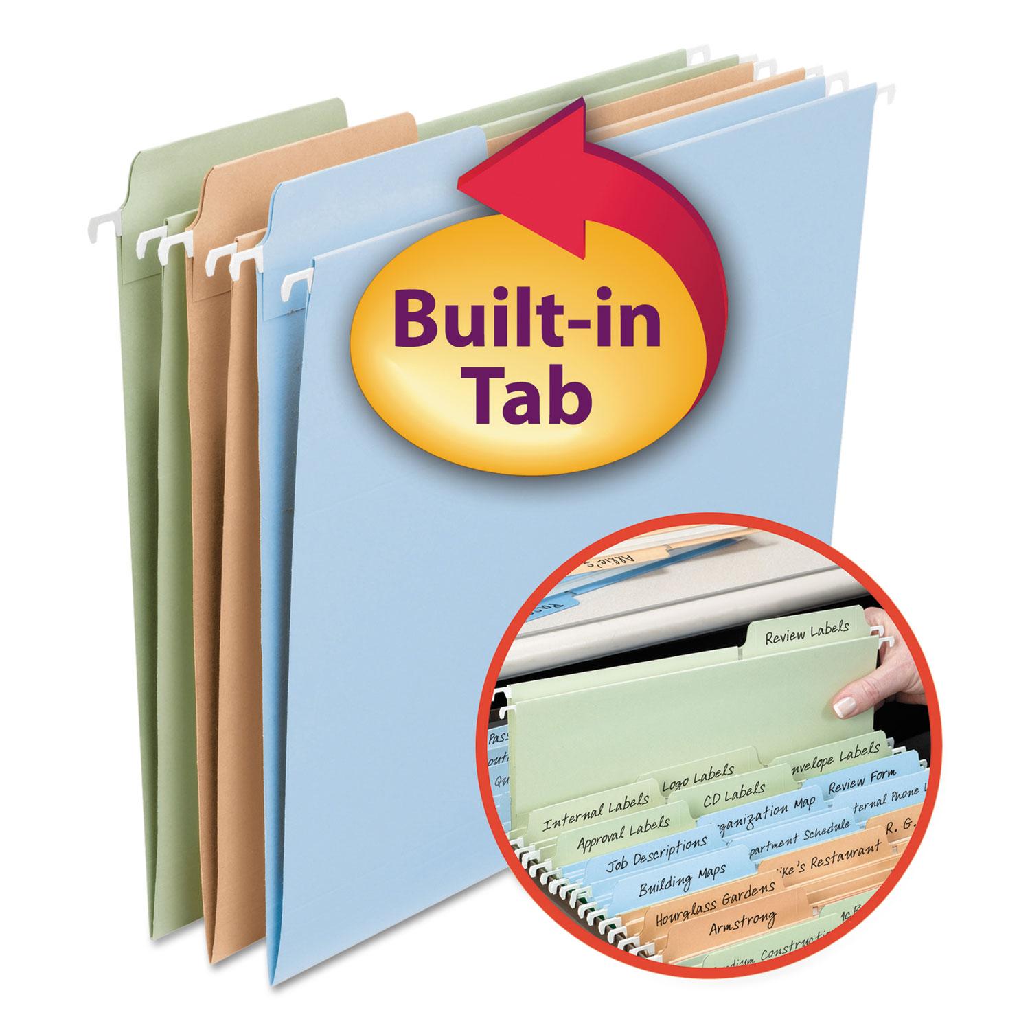 Smead FasTab Hanging File Folders, 1/3-Cut Tab, Letter, Assorted Fashion, 18/Box