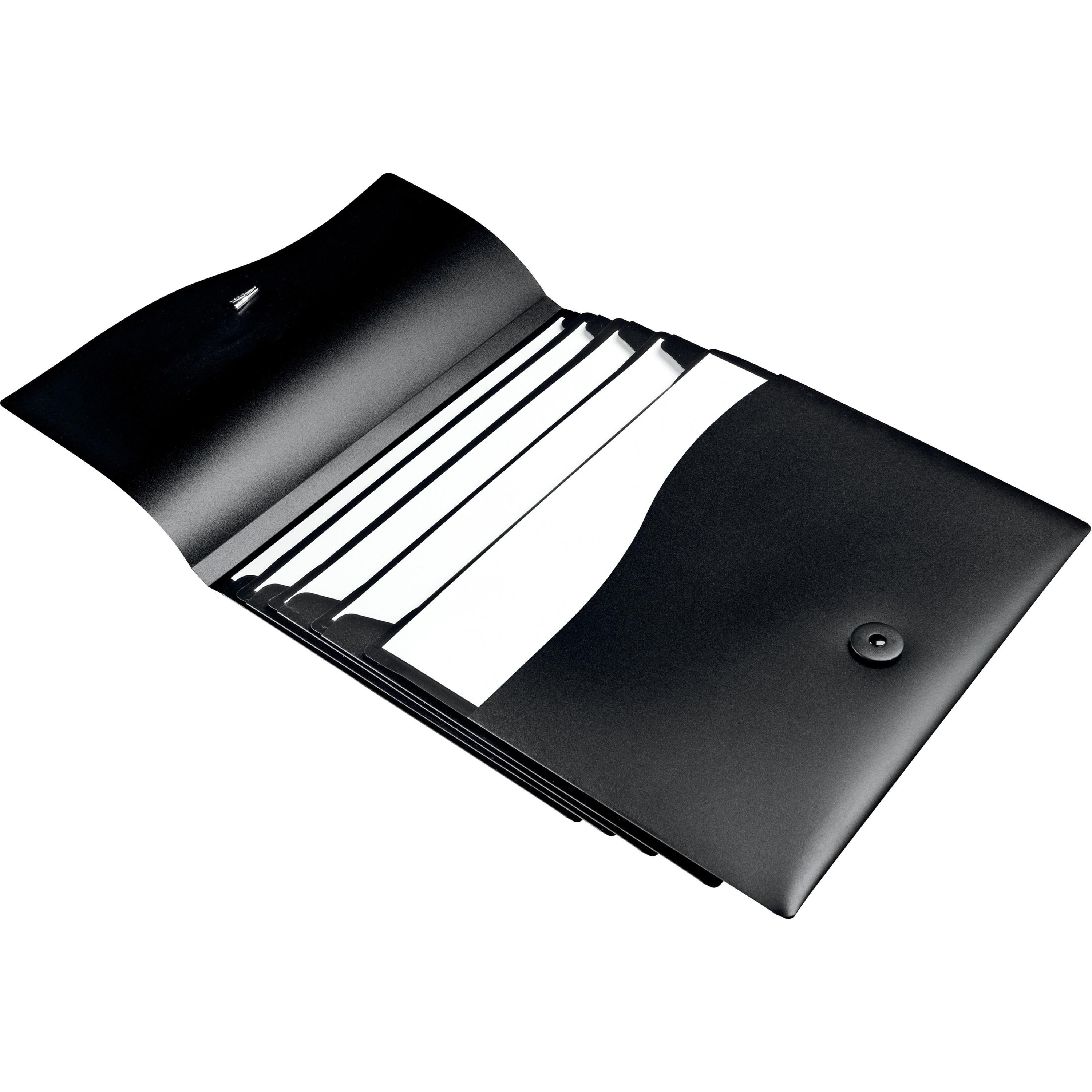 Expanding File, 5 Pockets, Poly, Slide & View, Ltr, Black