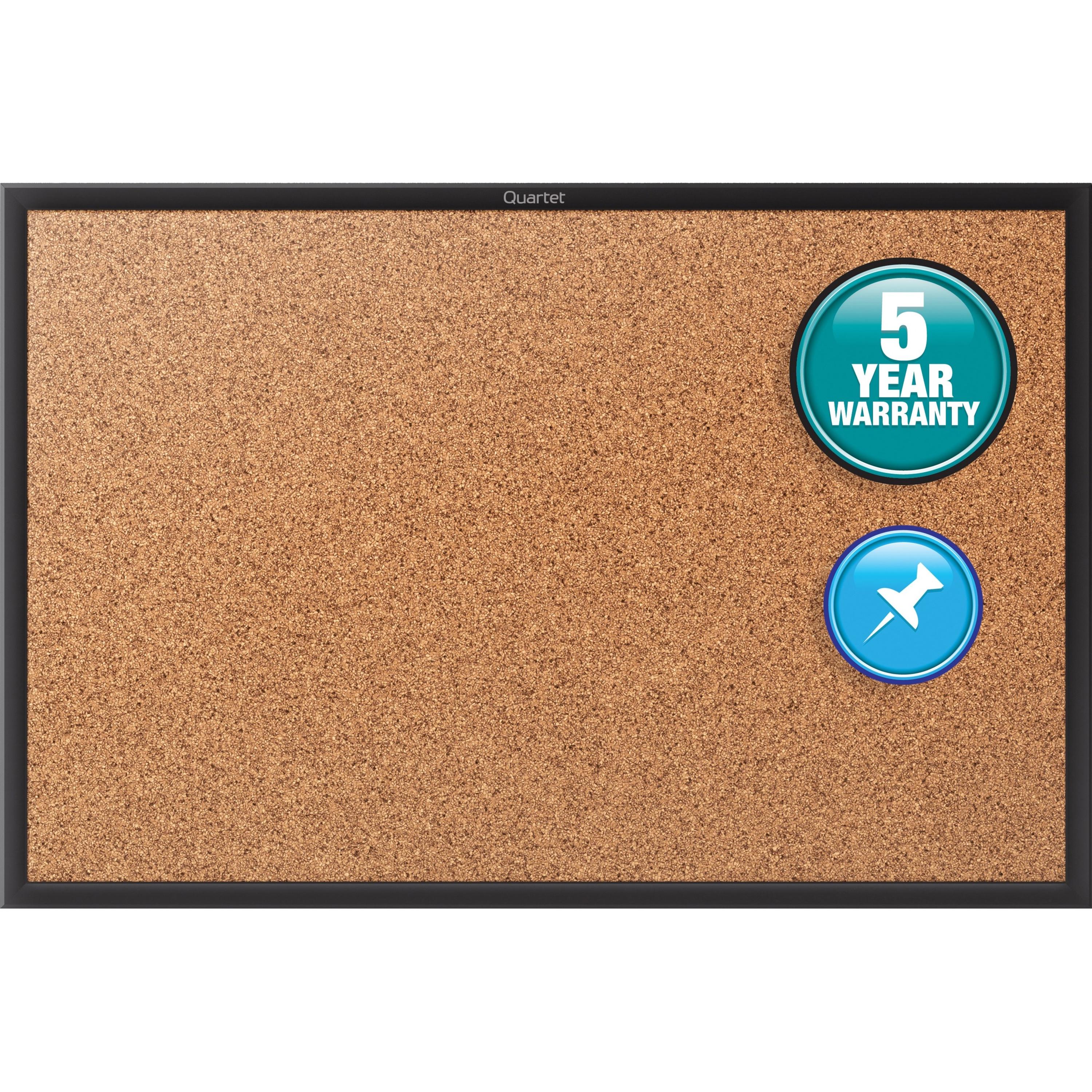 Cork Bulletin Board, 4' x 3', Aluminum Frame/Black