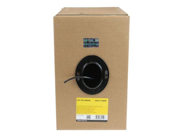 StarTech.com 1000ft Bulk Cat 5e Ethernet Cable - Solid - CMR - Black - bulk cable - 1000 ft - black