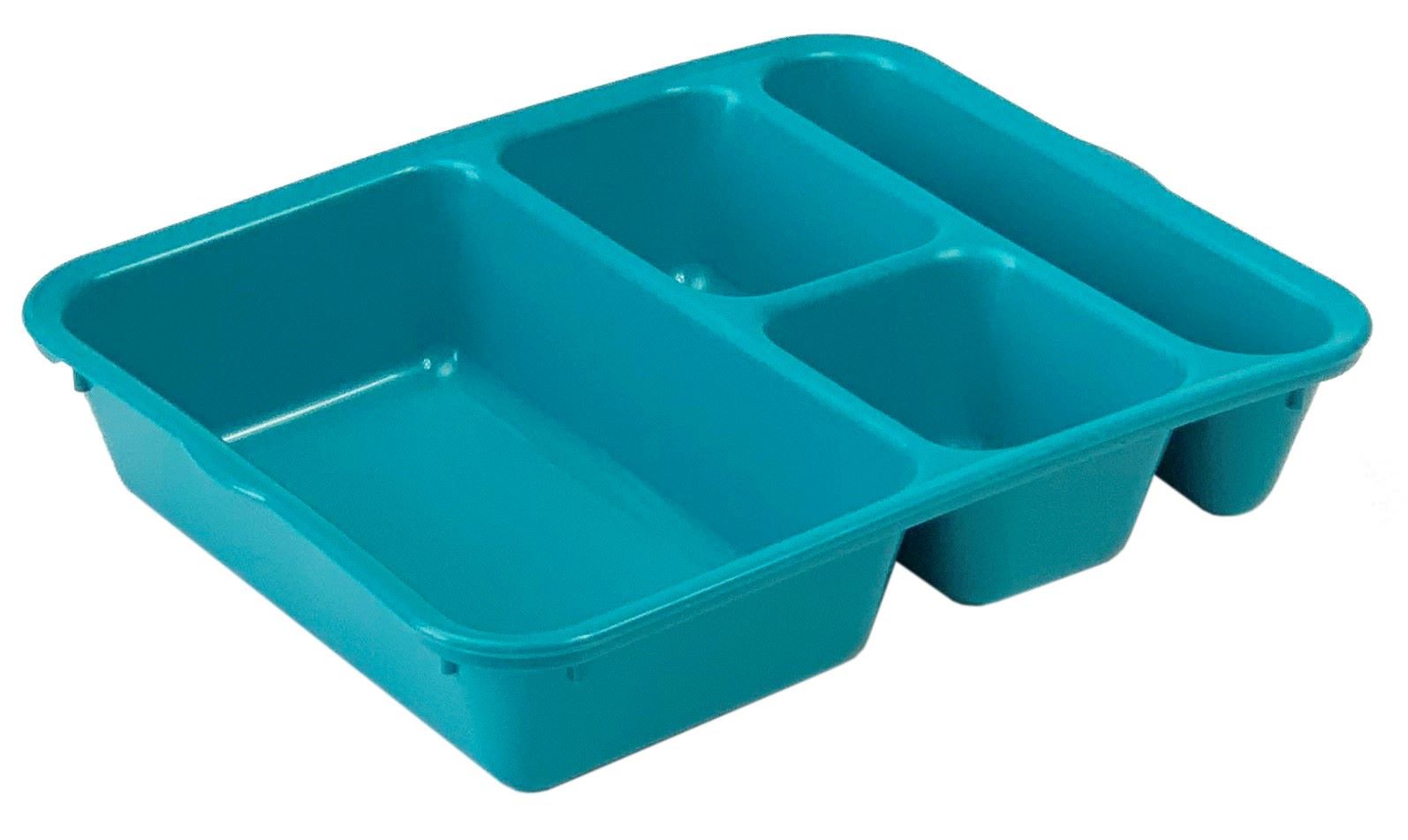 JonesZylon 4-Compartment Tray Large Segmented  Copolymer Teal (Case of 24)