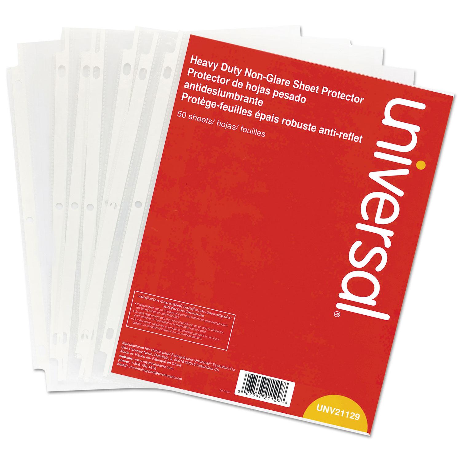 Universal® Top-Load Poly Sheet Protectors, Heavy Gauge, Non-glare, Clear 50/Pack