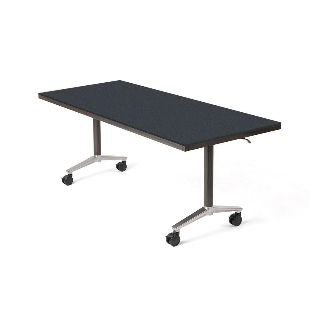 Reveal Flip Rectangle Table 30"W x 96"L x 29"H Laminate: Graphite Nebula Frame Color: Black Sand