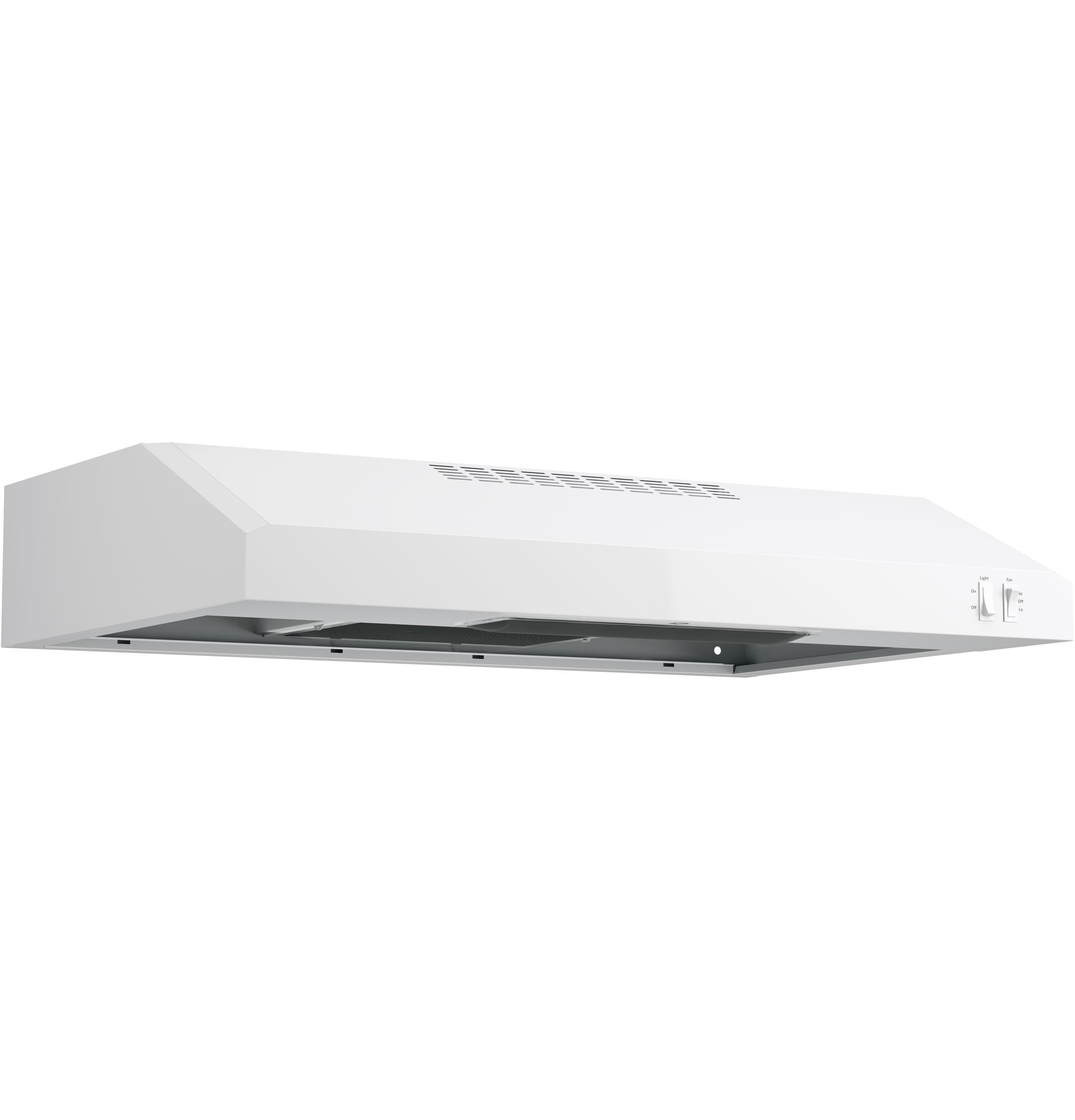 GE® Range Hood, 30iW, Deluxe, Convertible Venting Options - Appliance Color: White