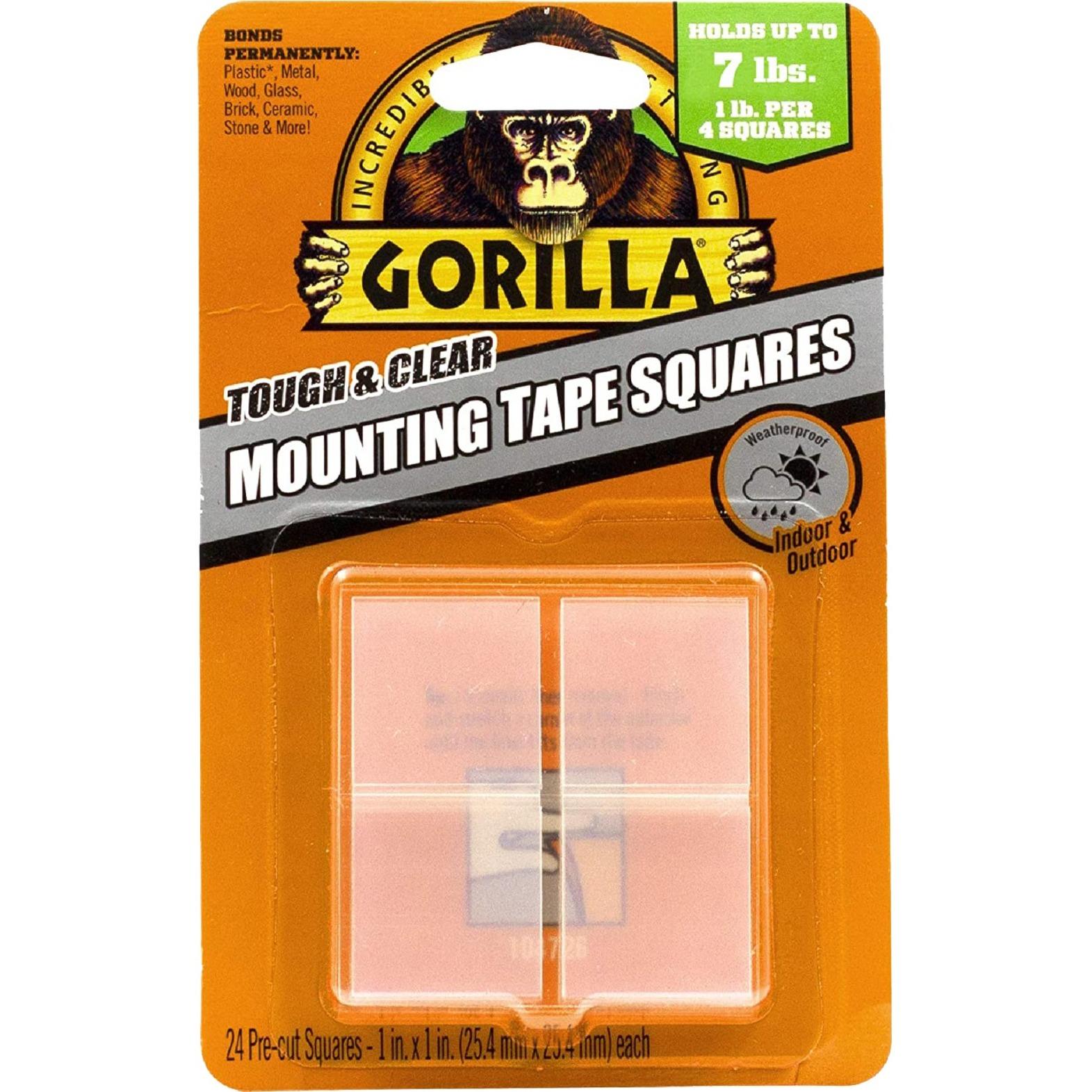 Mounting Tape, Squares, 1"Wx1"H, Clear