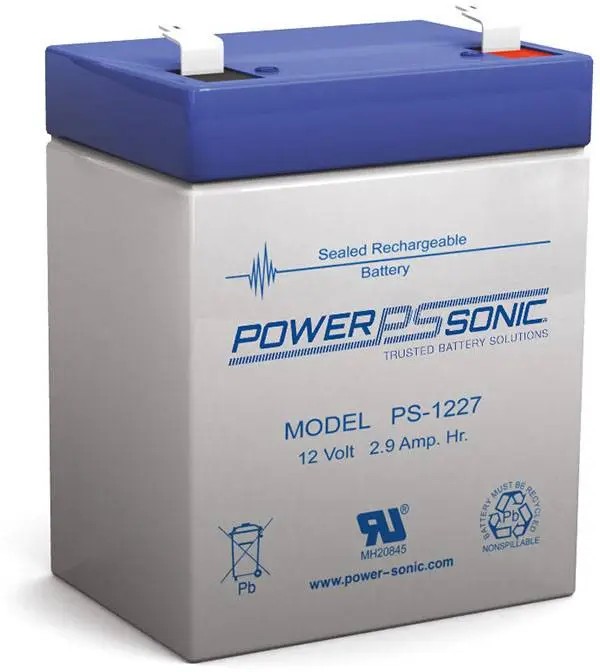 PowerSonic Rechargeable Sealed Lead Acid Battery, 12V, 2.9Ah