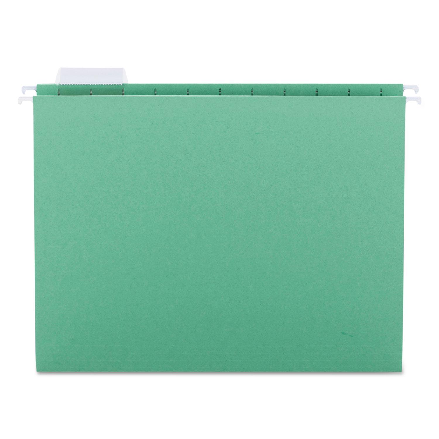Smead Hanging File Folders, 1/5 Tab, 11 Point Stock, Letter, Bright Green, 25/Box