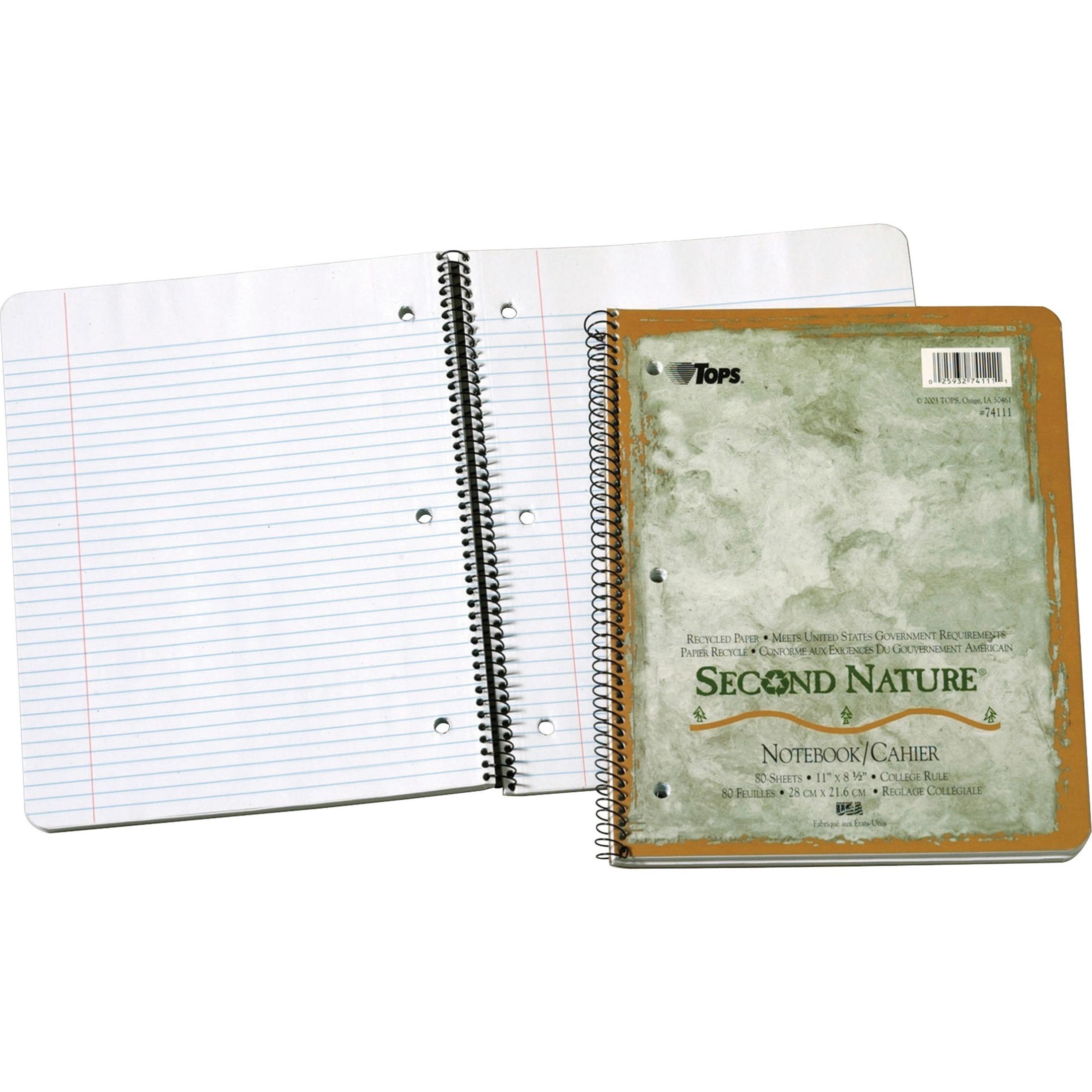 Notebook,Spiral,College Rule,11"x8-1/2",80 Sheets,1 Subject