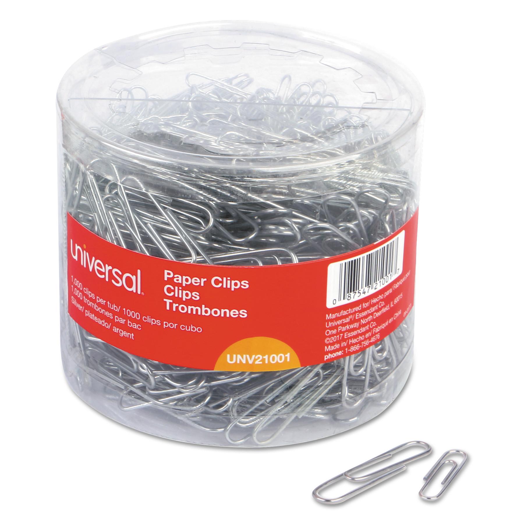Universal® Plastic-Coated Paper Clips, No.1/Jumbo, Silver, 1000/Pack