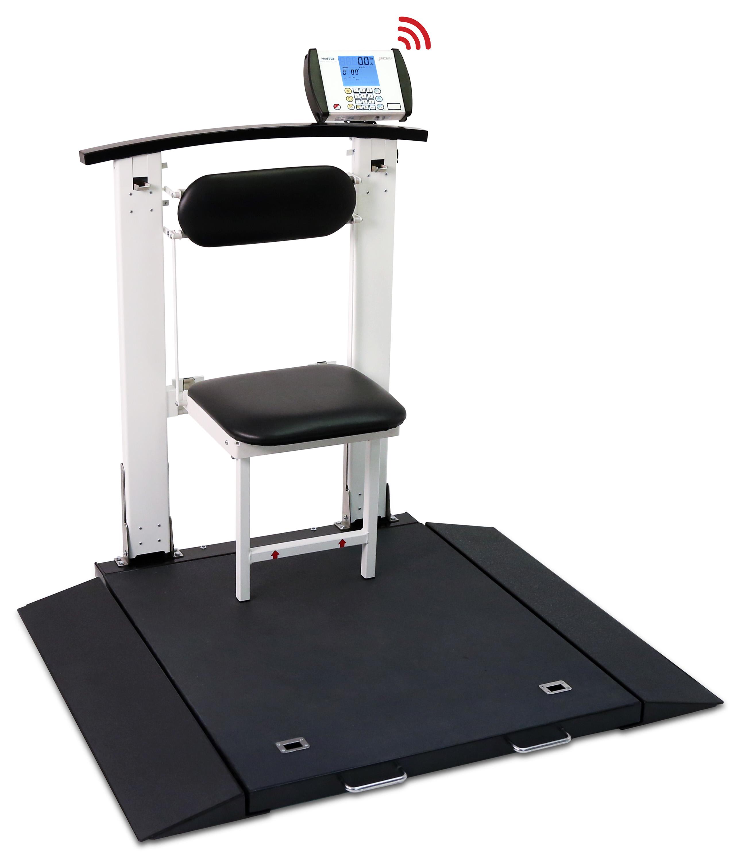 Detecto Portable Wheelchair Scale with Folding Column and Fold-Down Seat, 1000 lb Capacity