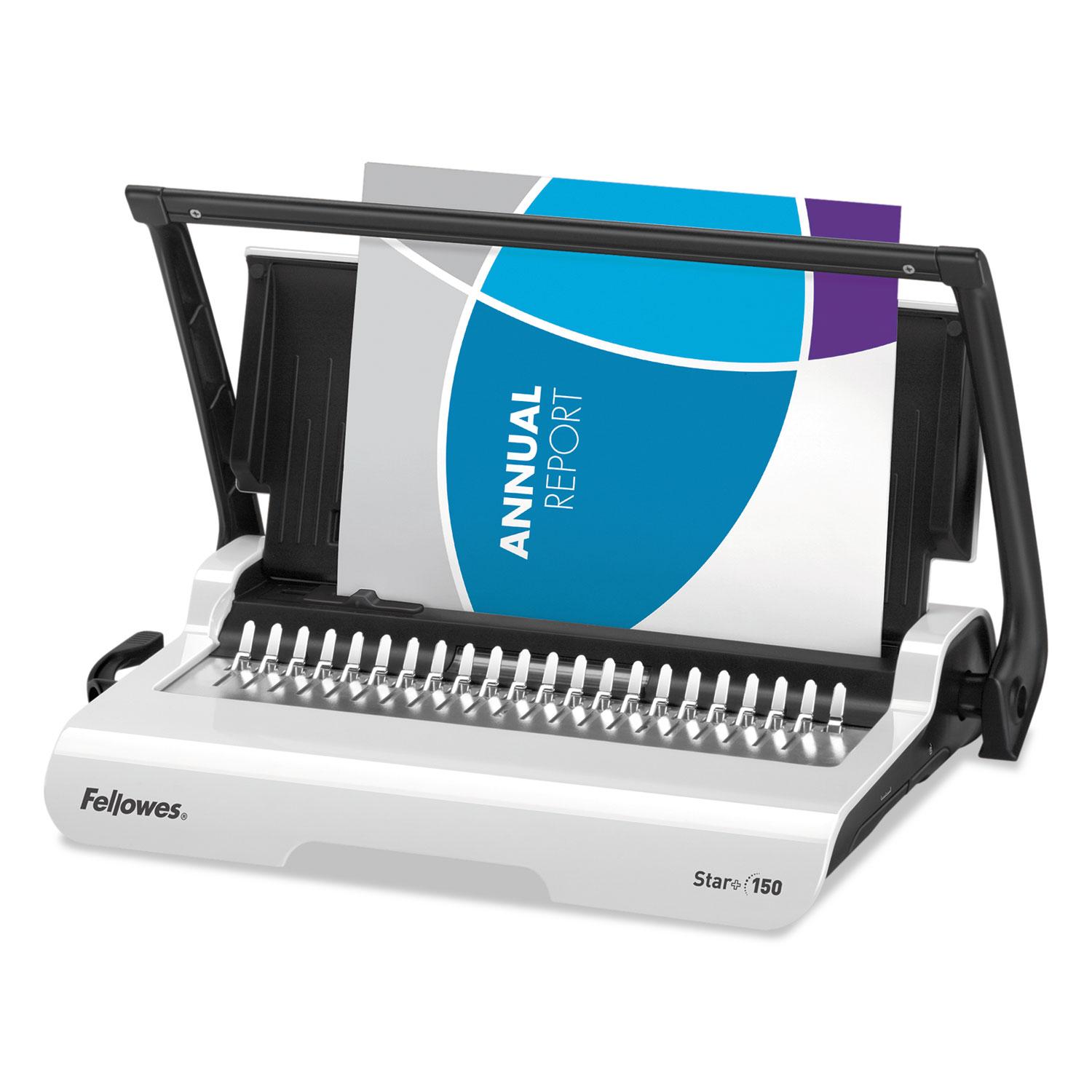Fellowes® Star+ 150 Manual Comb Binding Machine, 17 11/16 x 9 13/16 x 3 1/8, White