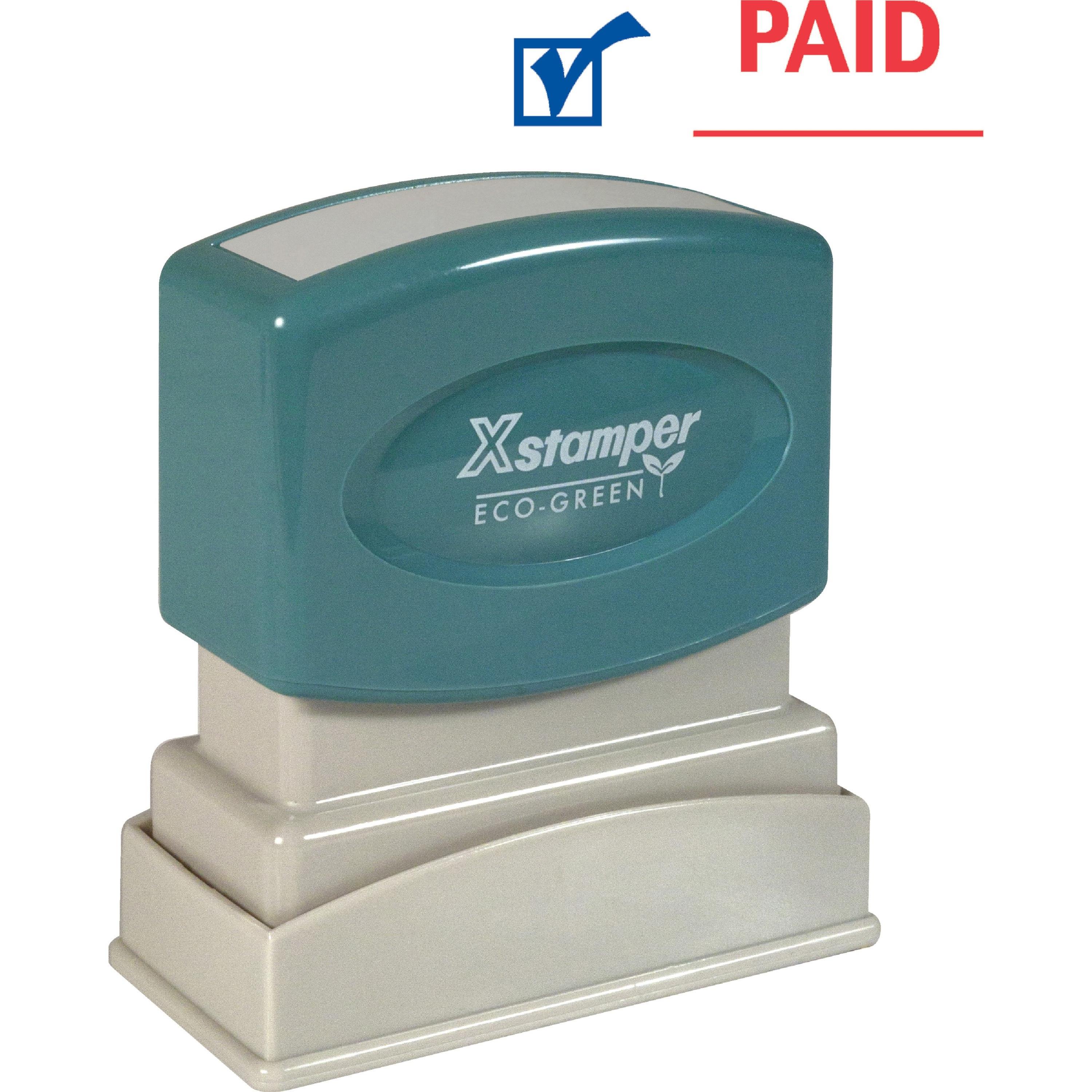 "Paid" Ink Stamp, 1/2"x1-5/8", Blue/Red Ink