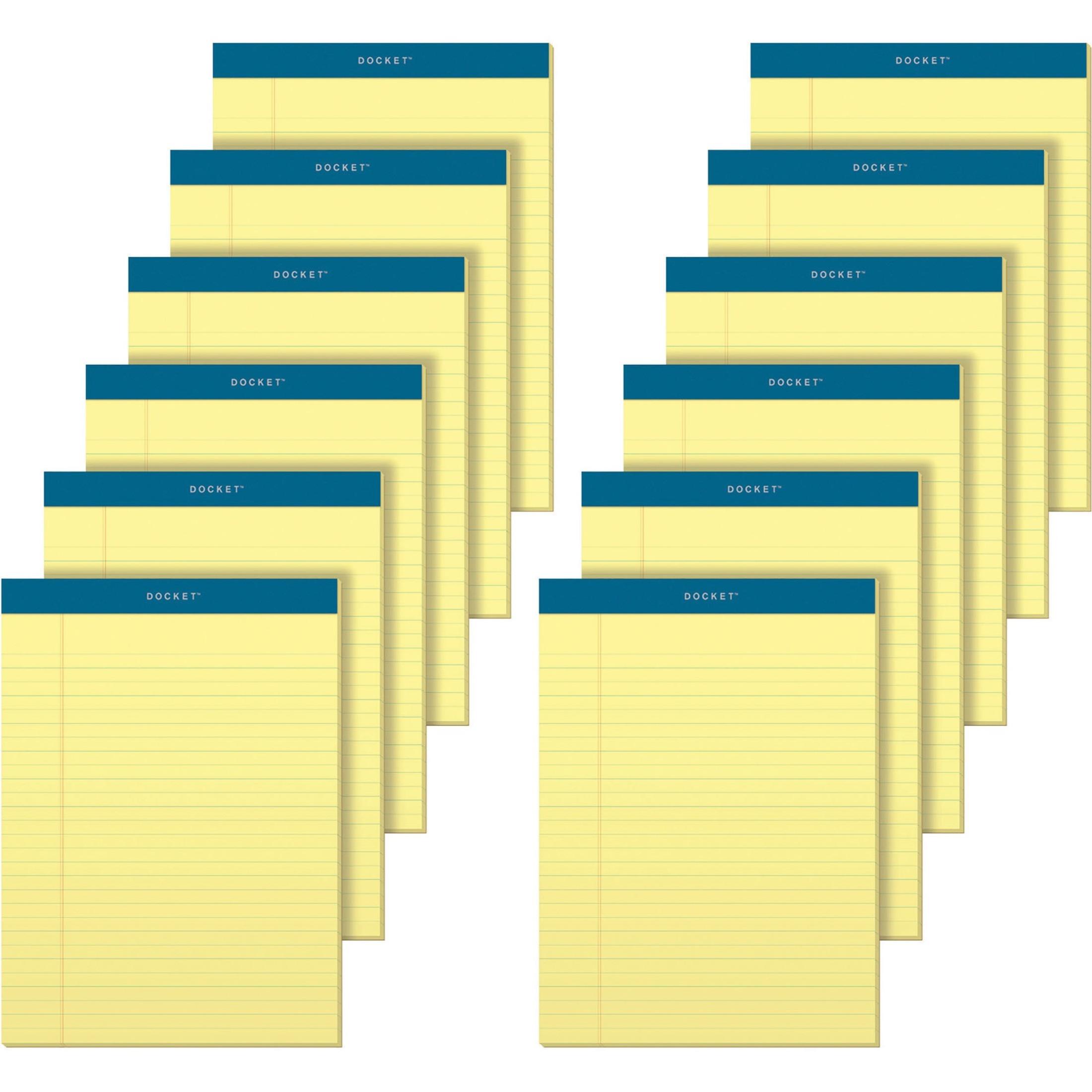 Notepads,Wide Ruled,50 Sheets,8-1/2"x11-3/4",12/PK,Canary