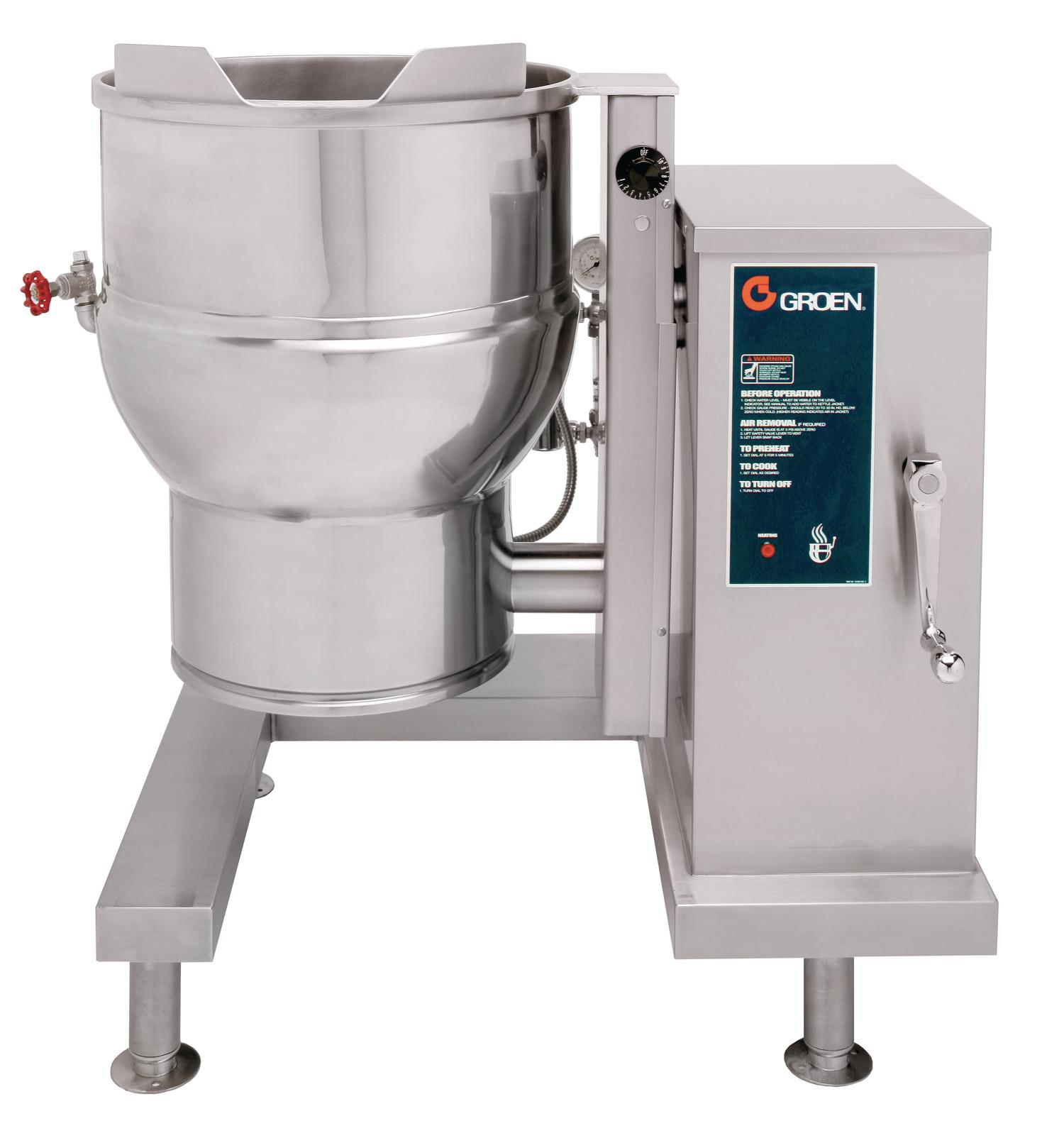 Floor-Mounted Electric Tilt Steam Jacketed Kettle, 40 Gallon, Classic Controls - Voltage: 240 V Phase: Three