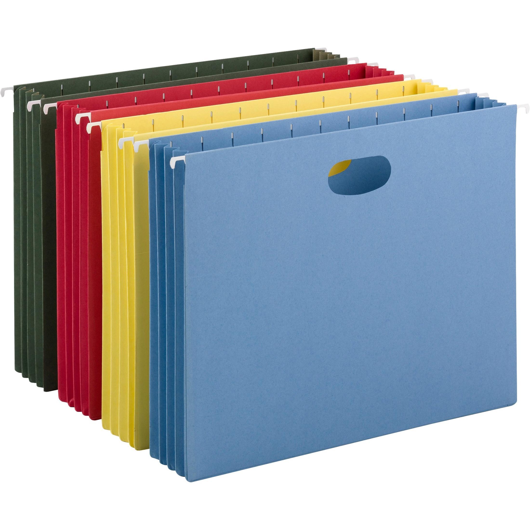 Hanging File Pockets, 3-1/2" Exp, 4/PK, Assorted
