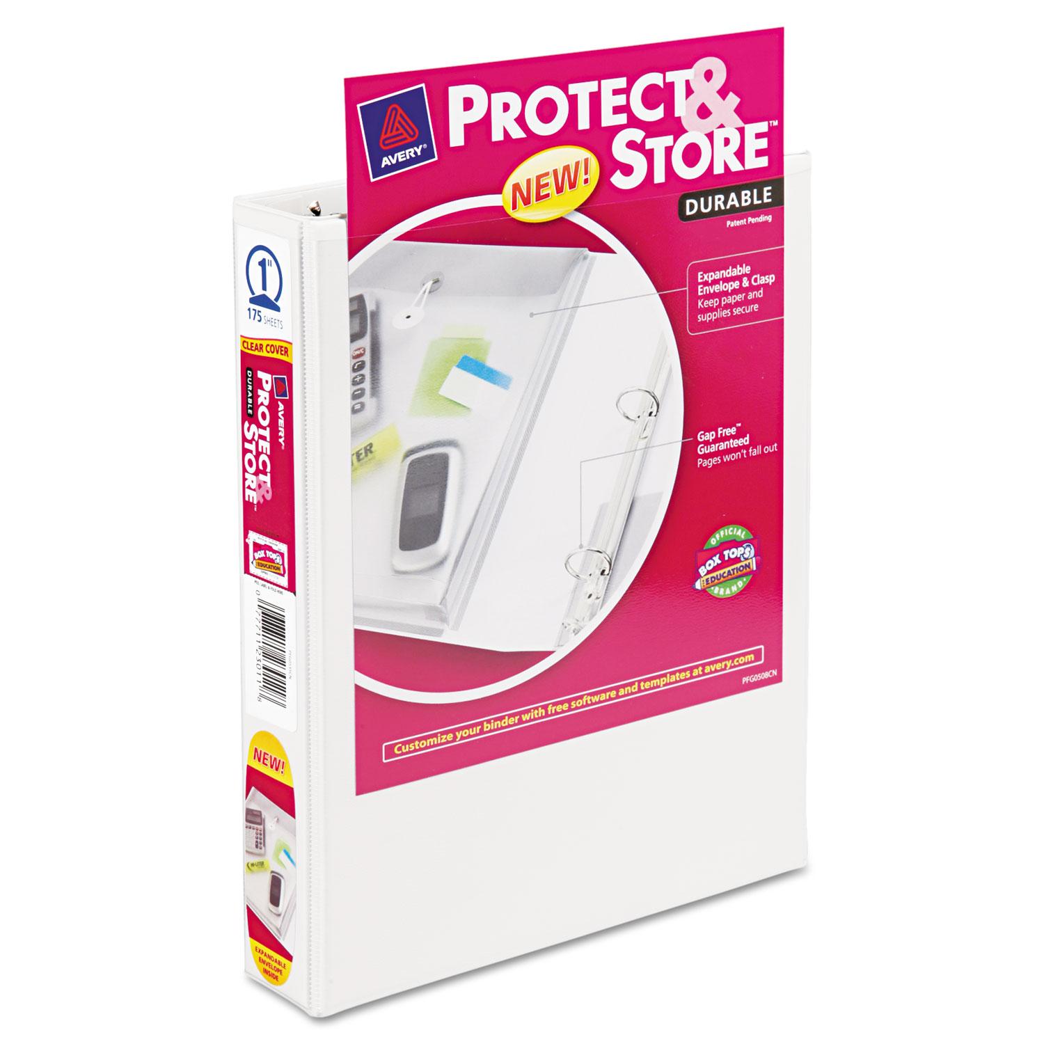 Avery® Mini Protect & Store View Binder w/Round Rings, 8 1/2 x 5 1/2, 1" Cap, White