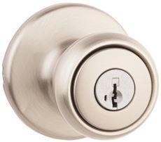 Kwikset Tylo Satin Nickel Keyed Entry Door Knob Featuring SmartKey Security