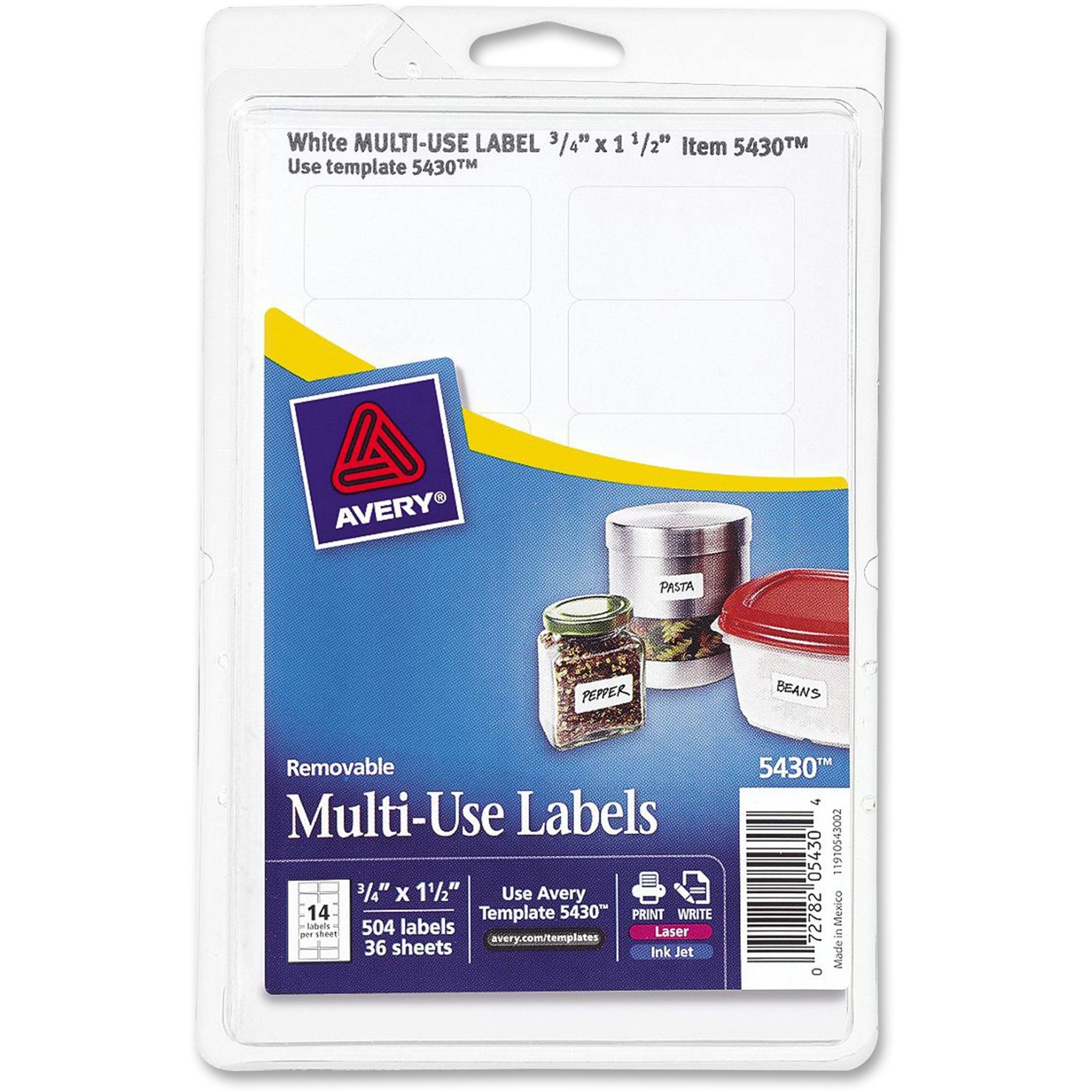 Labels,Removable,Multipurpose,3/4"x1-1/2",504/PK,White