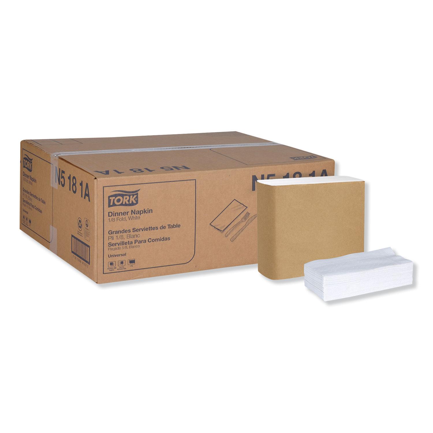 Tork® Universal Dinner Napkins, 1-Ply, 15 x 17, 1/8 Fold, White, 3000/Carton