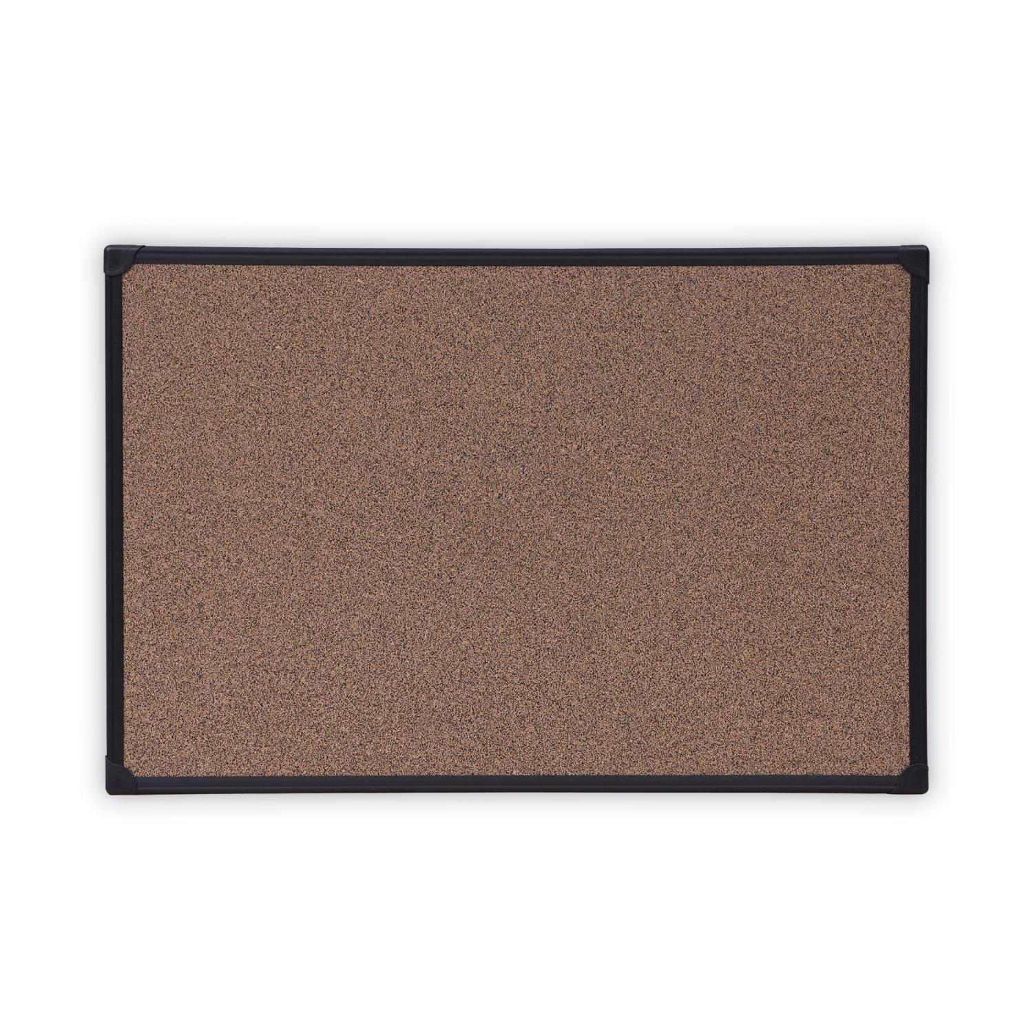Universal® Tech Cork Board, 36 x 24, Cork, Black Plastic Frame