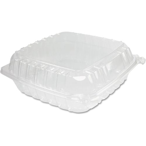 Newspring VERSAtainer Microwavable Containers, Rectangular, 12 oz, 4.5 x  5.5 x 2.12, White/Clear, Plastic, 150/Carton