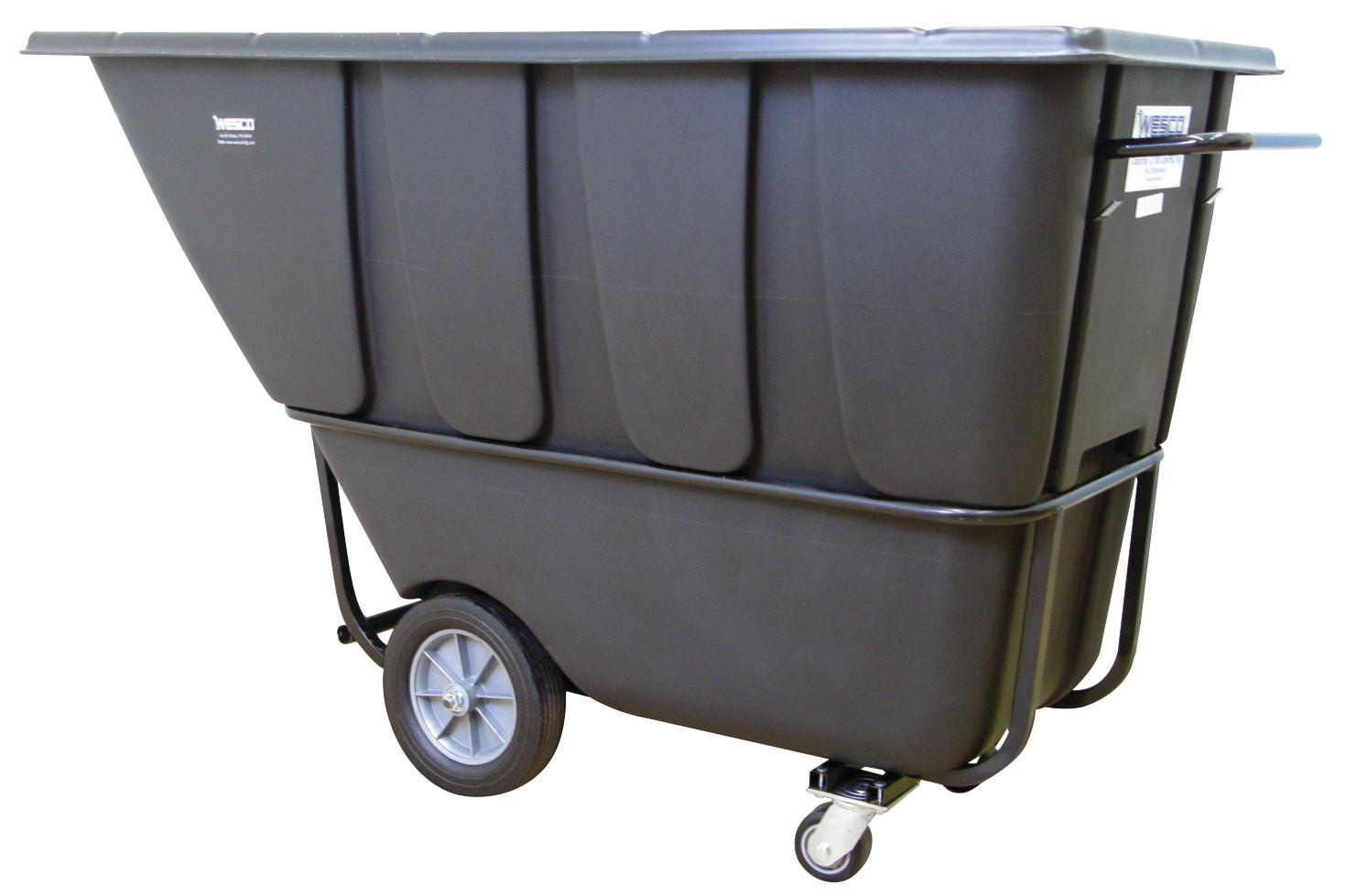 Wesco Tilt Truck, Rectangle, 1 Cu. Yd., 2,100 lb. Capacity, Black