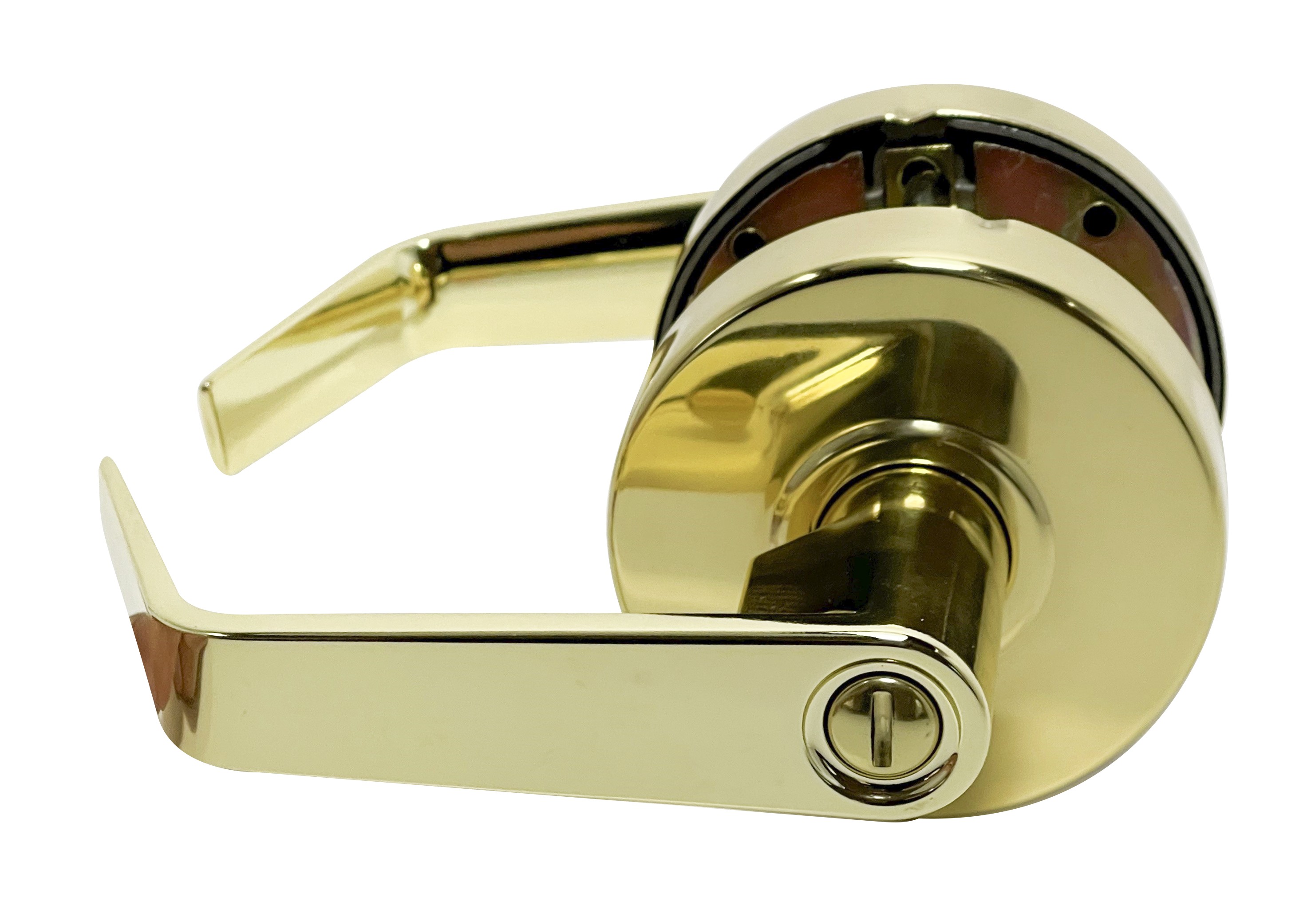 Tool Essentials Passage Door Lock – Polished Brass Straight Lever, Non-Locking Interior Knob