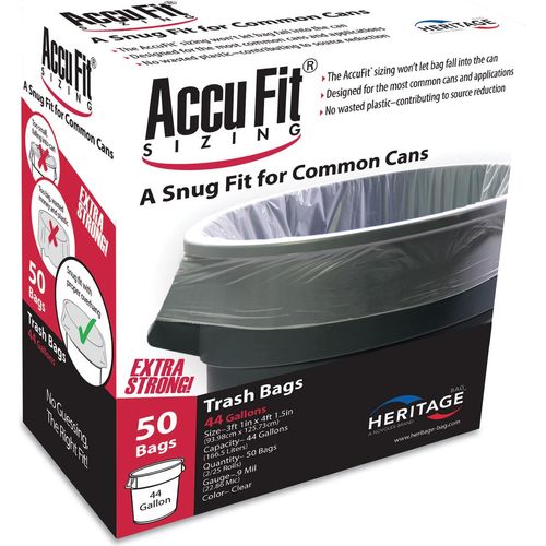 AccuFit Can Liners, 23gal, 0.9mil, Clear, 28 x 45, 50/Box