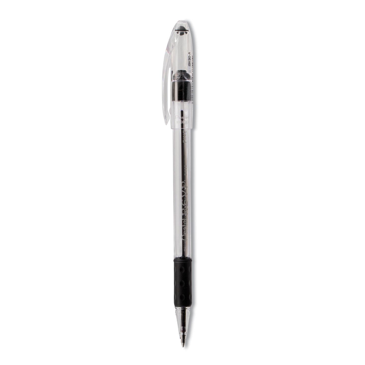 Pentel® R.S.V.P. Stick Ballpoint Pen, .7mm, Trans Barrel, Black Ink, Dozen