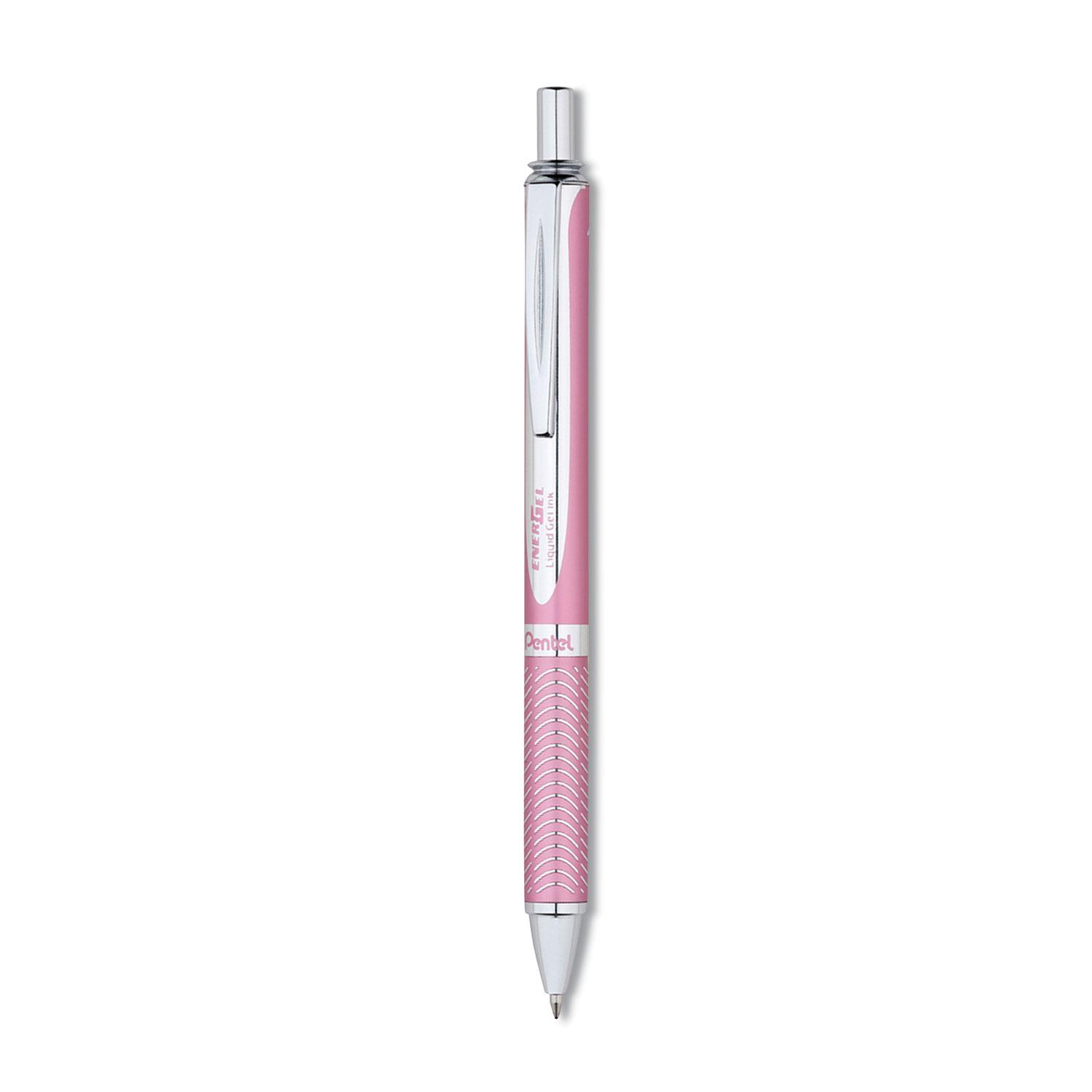 Pentel® EnerGel Alloy RT Retractable Liquid Gel Pen, .7mm, Pink Barrel, Black Ink