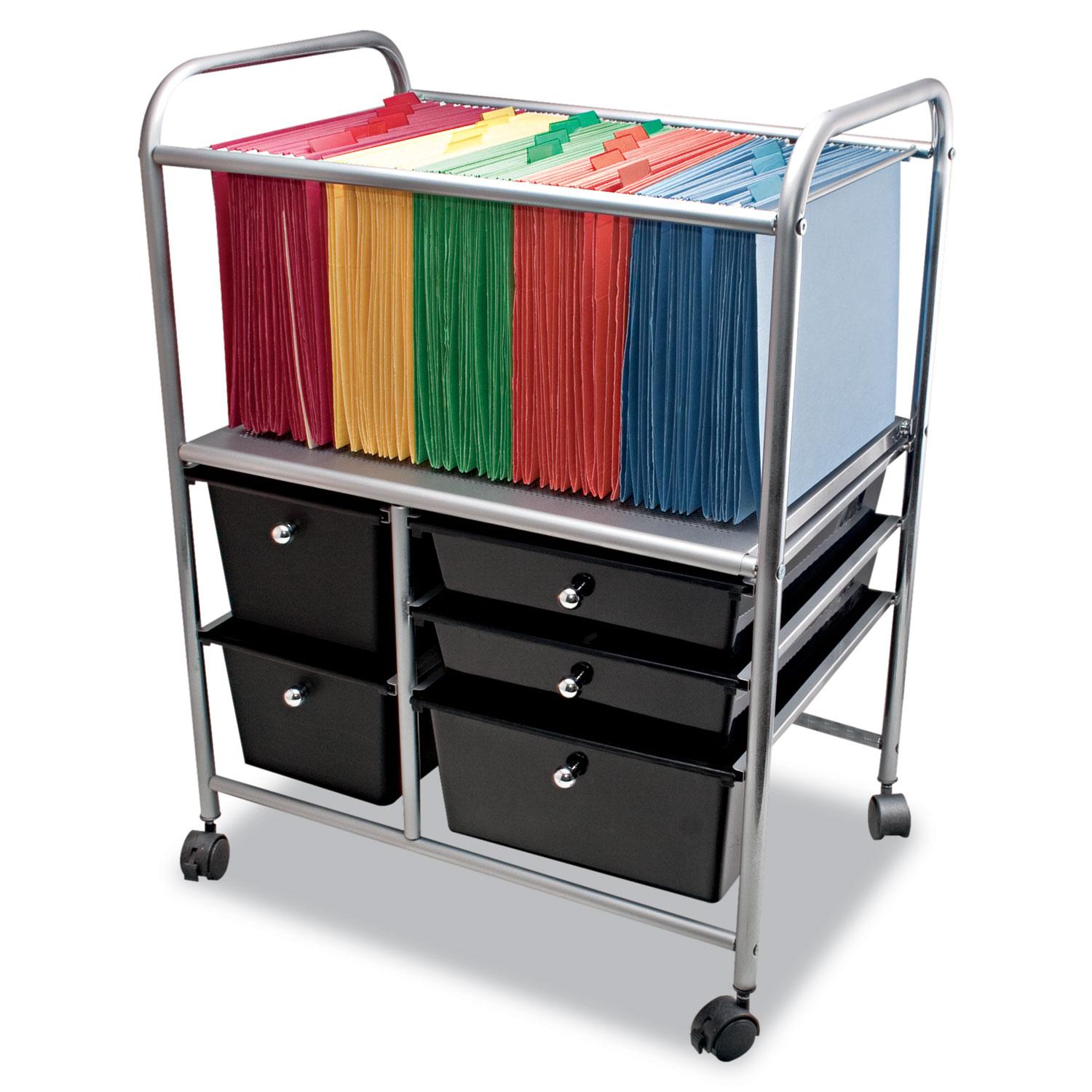 Advantus Letter/Legal File Cart w/Five Storage Drawers, 21-5/8 x 15-1/4 x 28-5/8, Black