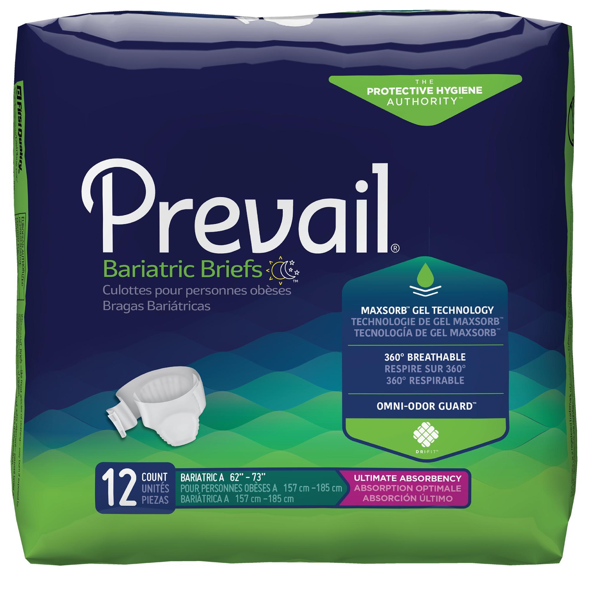 Prevail Bariatric A 62" - 73", Green, 4 bags of 12 (48ct)