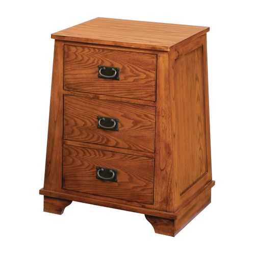 Maxwell Thomas Oak Park Bedside Cabinet 3 Drawers Top Lock