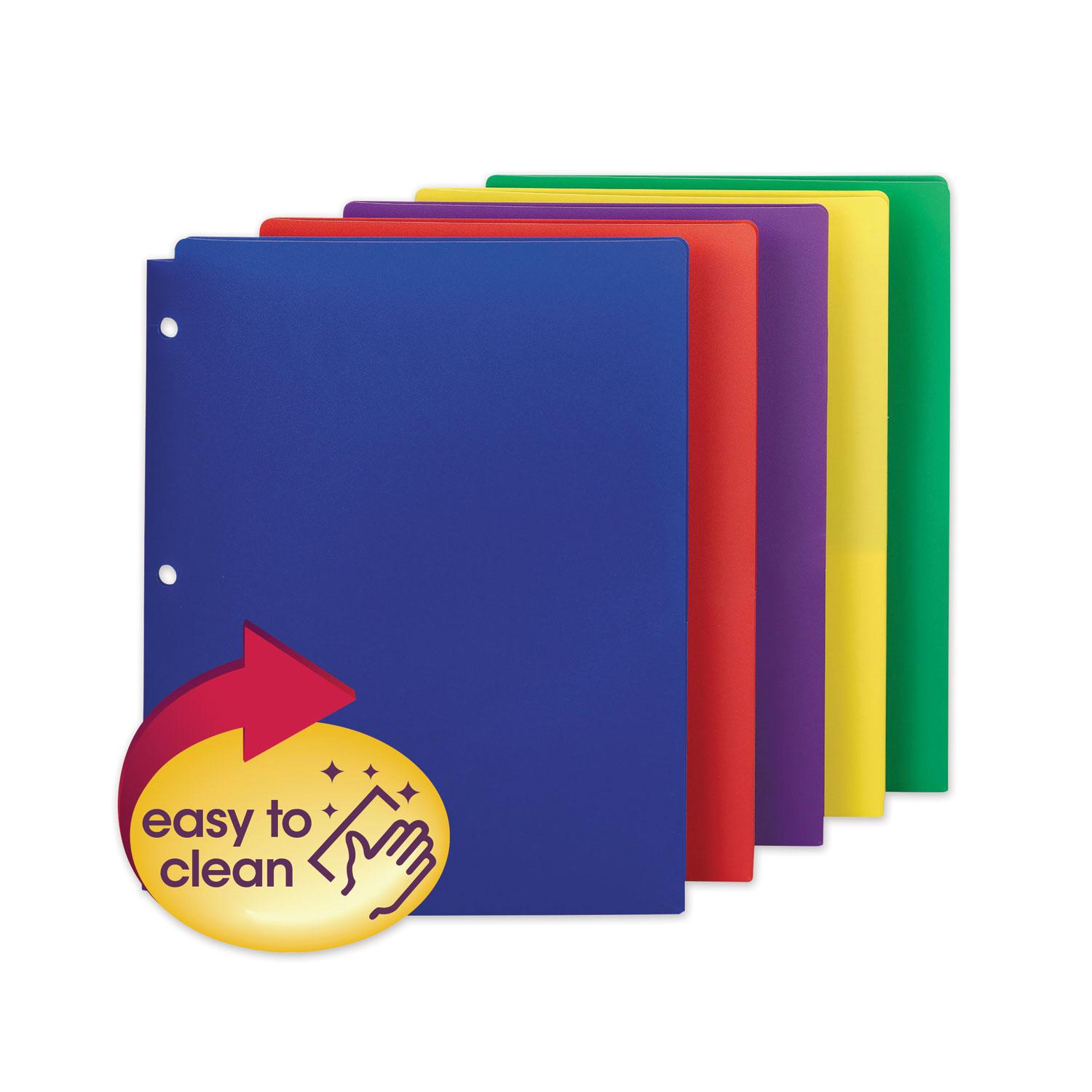 Smead Poly Snap-In Two-Pocket Folder, 11 x 8 1/2, Assorted, 10/Pack