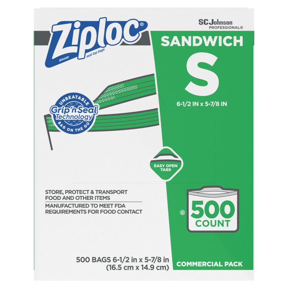 Ziploc® Resealable Sandwich Bags, 1.2mil, 6 1/2 x 6, Clear, 500/Box