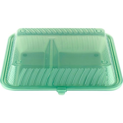 2-Compartmant Polypropylene, Jade, Food Reusable Container with Snap ...