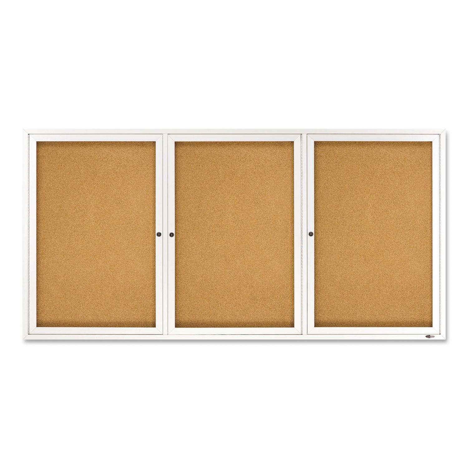 Quartet® Enclosed Bulletin Board, Natural Cork/Fiberboard, 72 x 36, Silver Aluminum Frame