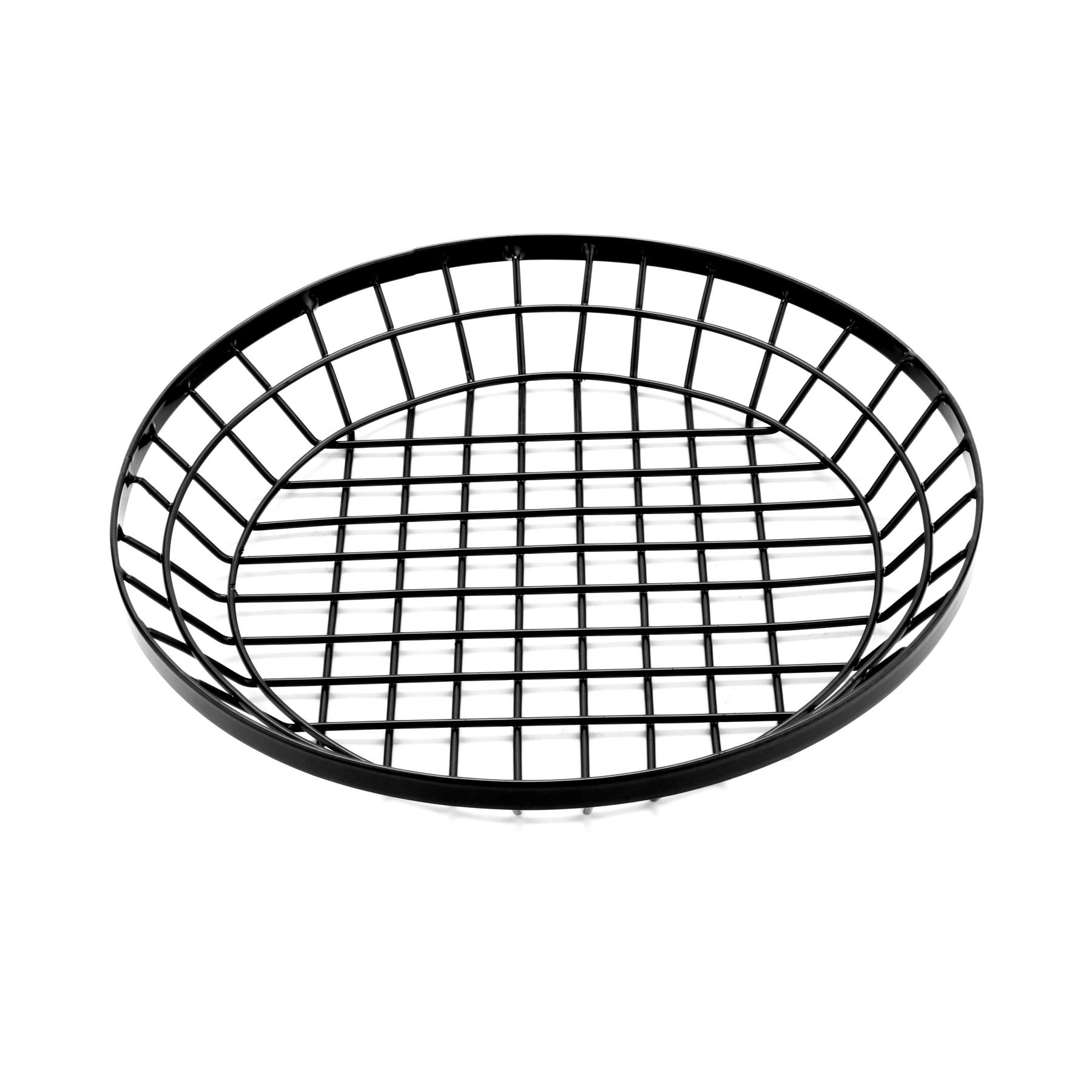 10.5" Dia., Round Metal Gray Wire Food Serving Basket, MG-Metal Grey