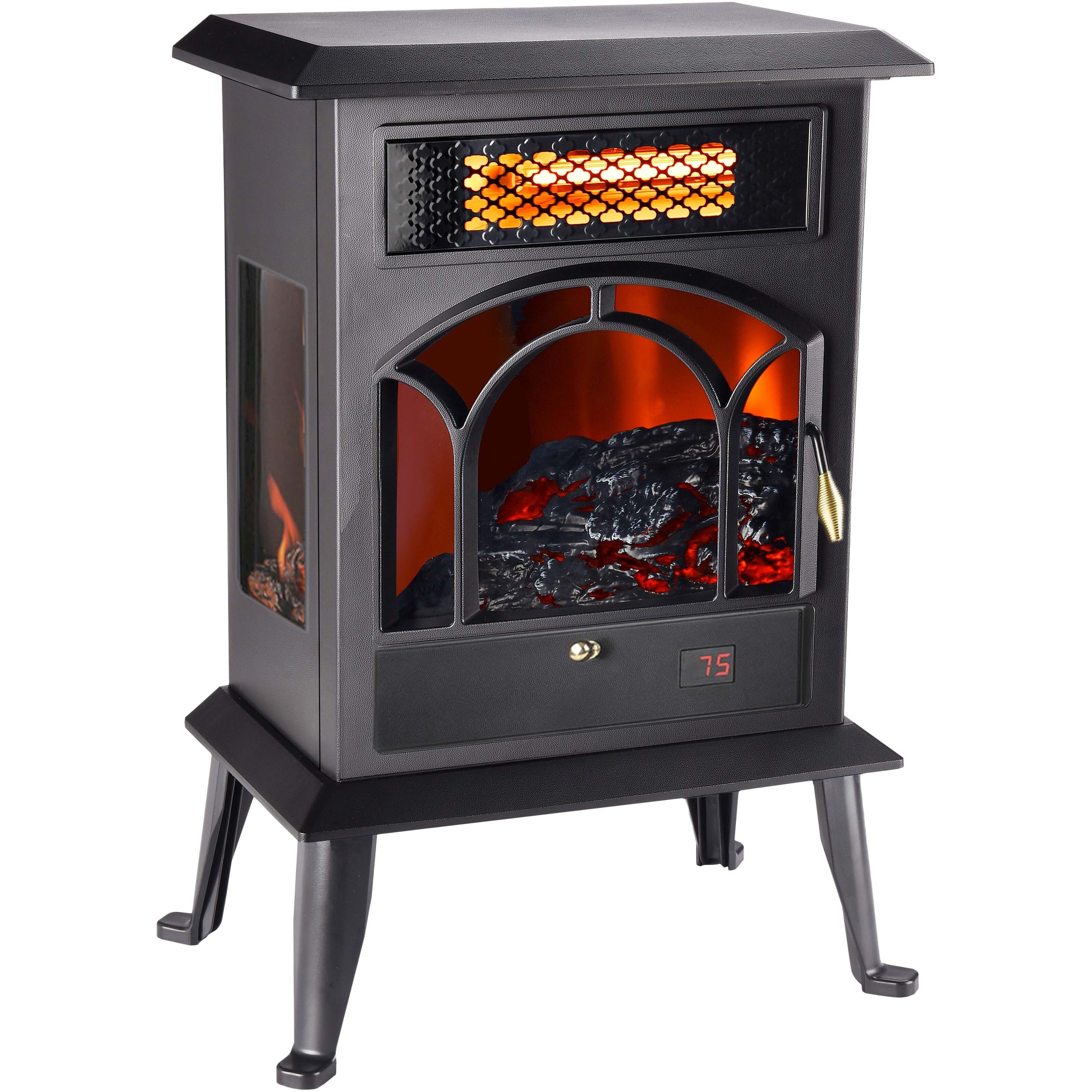 Infrared Stove Heater with Top Vent and 3 Flame Viewing Windows