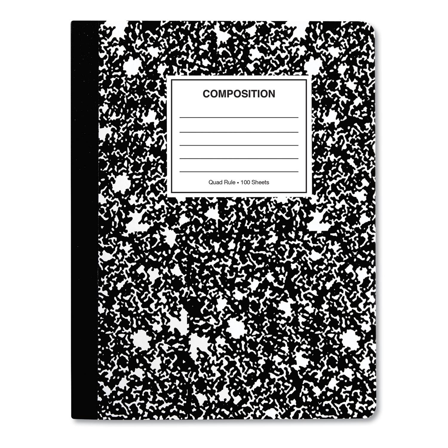 Universal® Quad Rule Composition Book., Quadrille Rule, 7.5 x 9.75, 1 Subject, Black, 6/PK