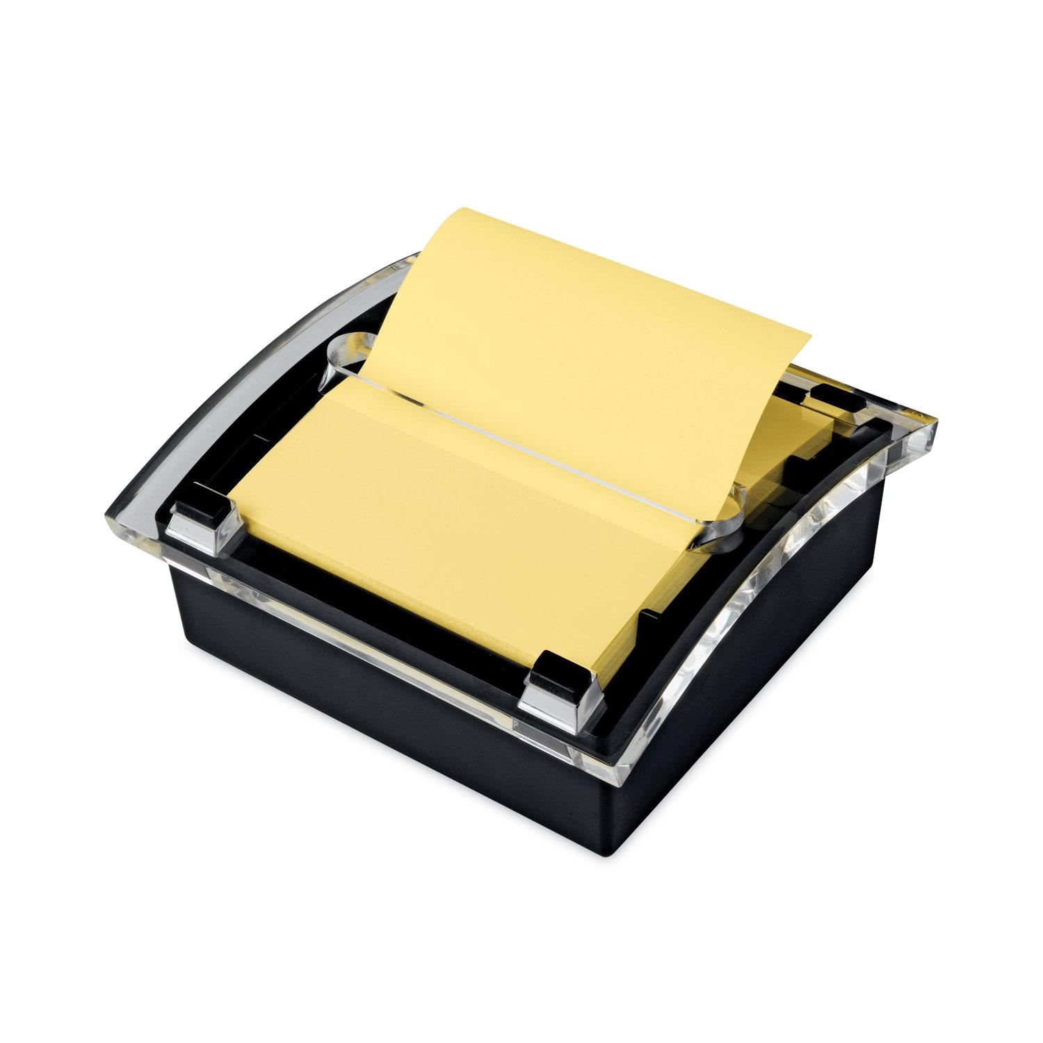 Post-it® Pop-up Notes Clear Top Pop-up Note Dispenser, 3 x 3 Super Sticky Canary Notes, Black