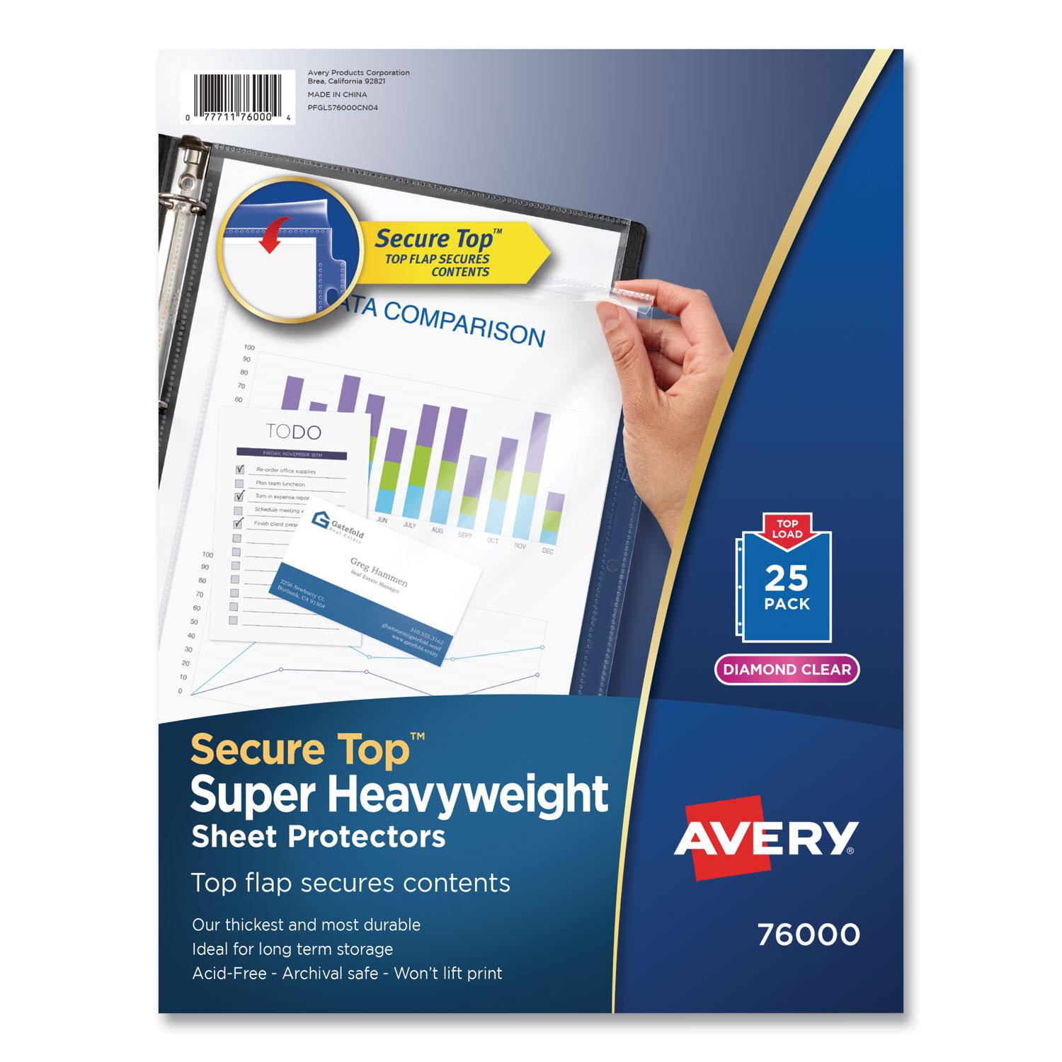 Avery® Top-Load Poly Sheet Protectors, Super Heavy Gauge, Letter, Non ...