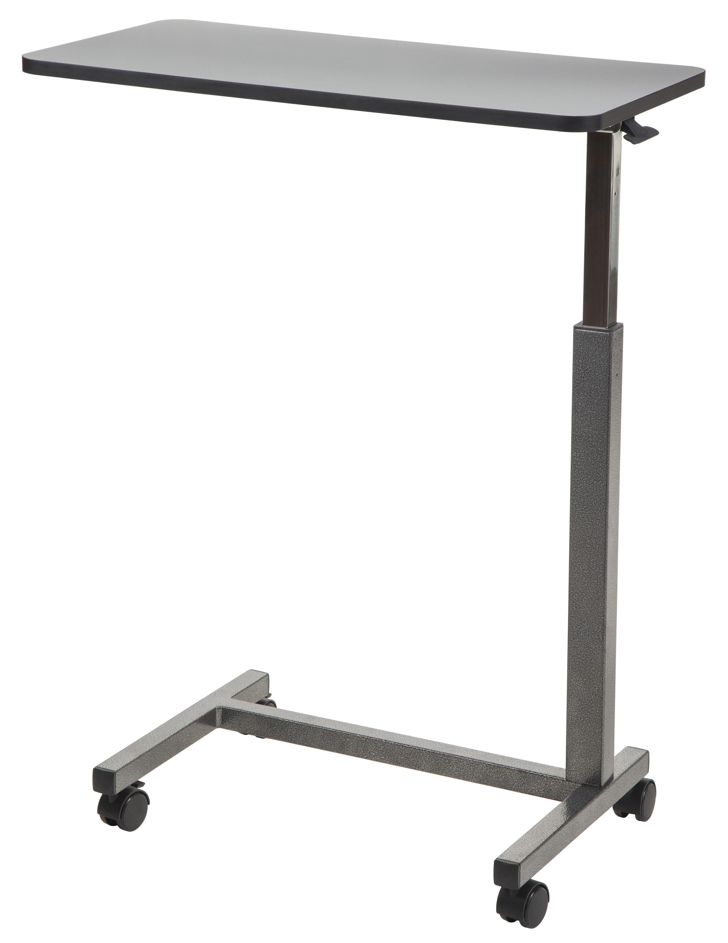 Panacea® Overbed Table, 30"L x 15"W, Base Shape: U-Base, Base Color: Gray, Tabletop Finish: Gray