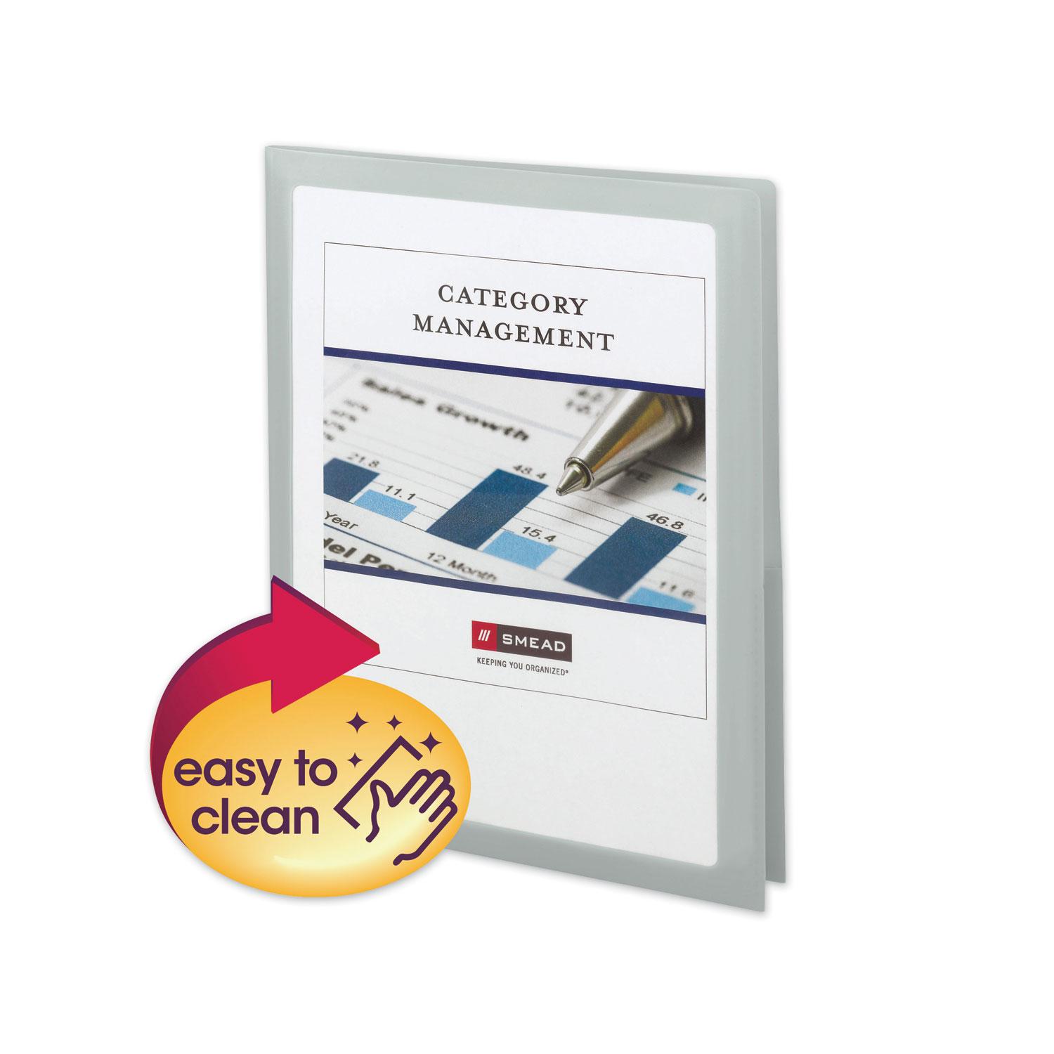 Smead Frame View Poly Two-Pocket Folder, 11 x 8 1/2, Clear/Oyster, 5/Pack